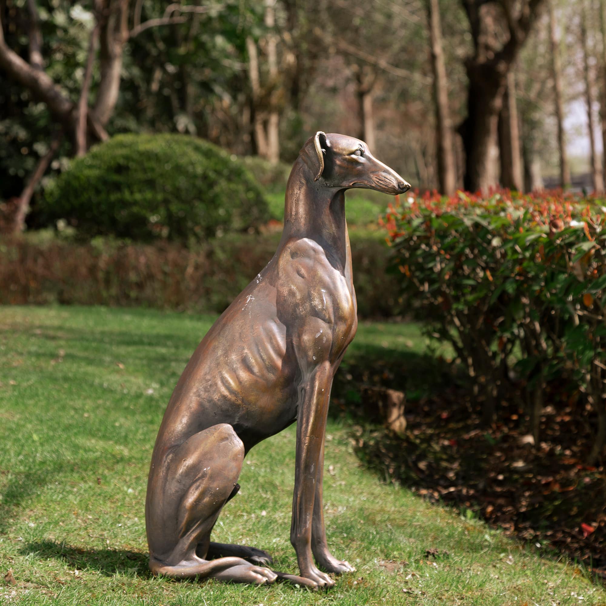 Glitzhome&#xAE; 30&#x22; Sitting Right Greyhound Dog Statue