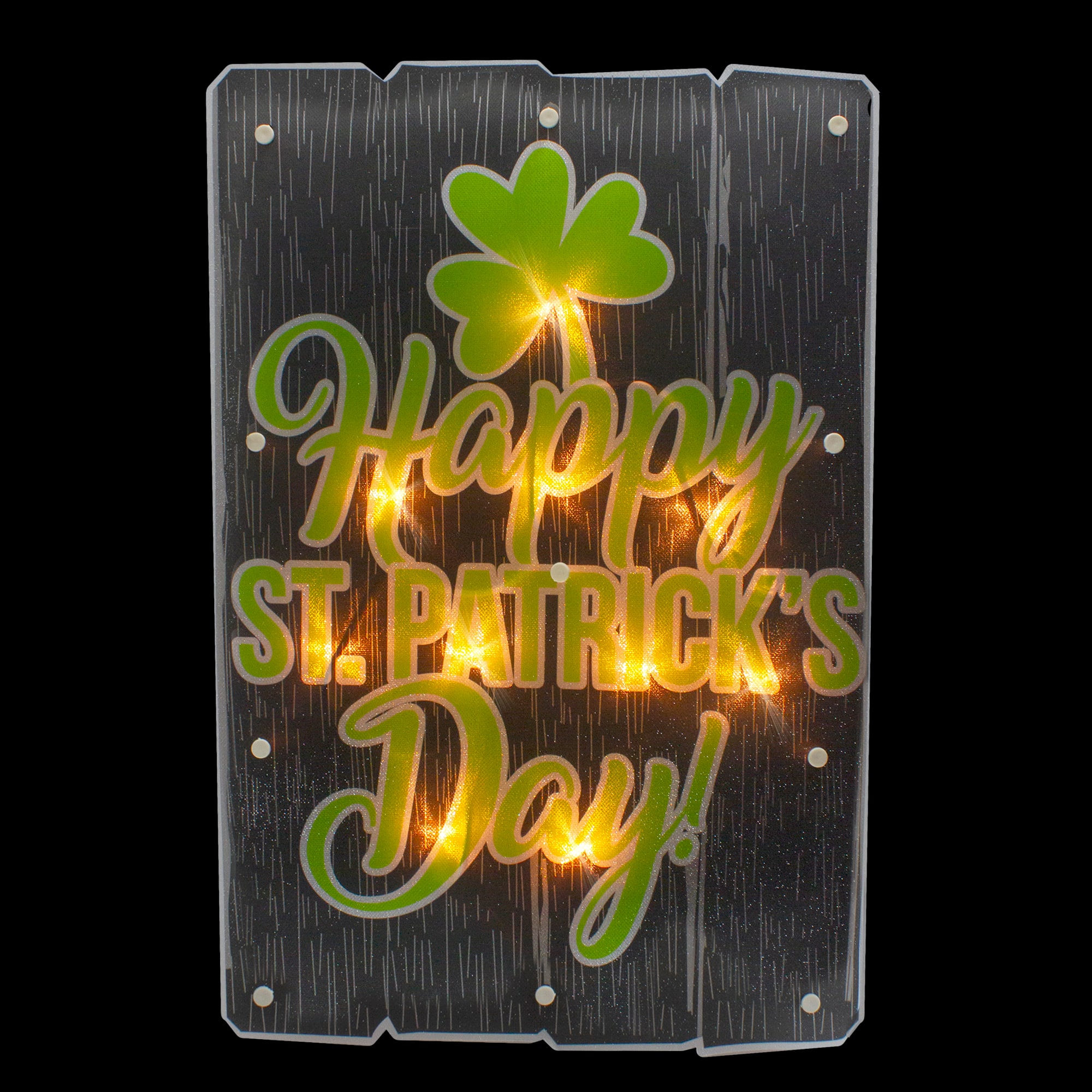 17" Green & Black Happy St.Patrick's Day Lighted Window Silhouette Decoration