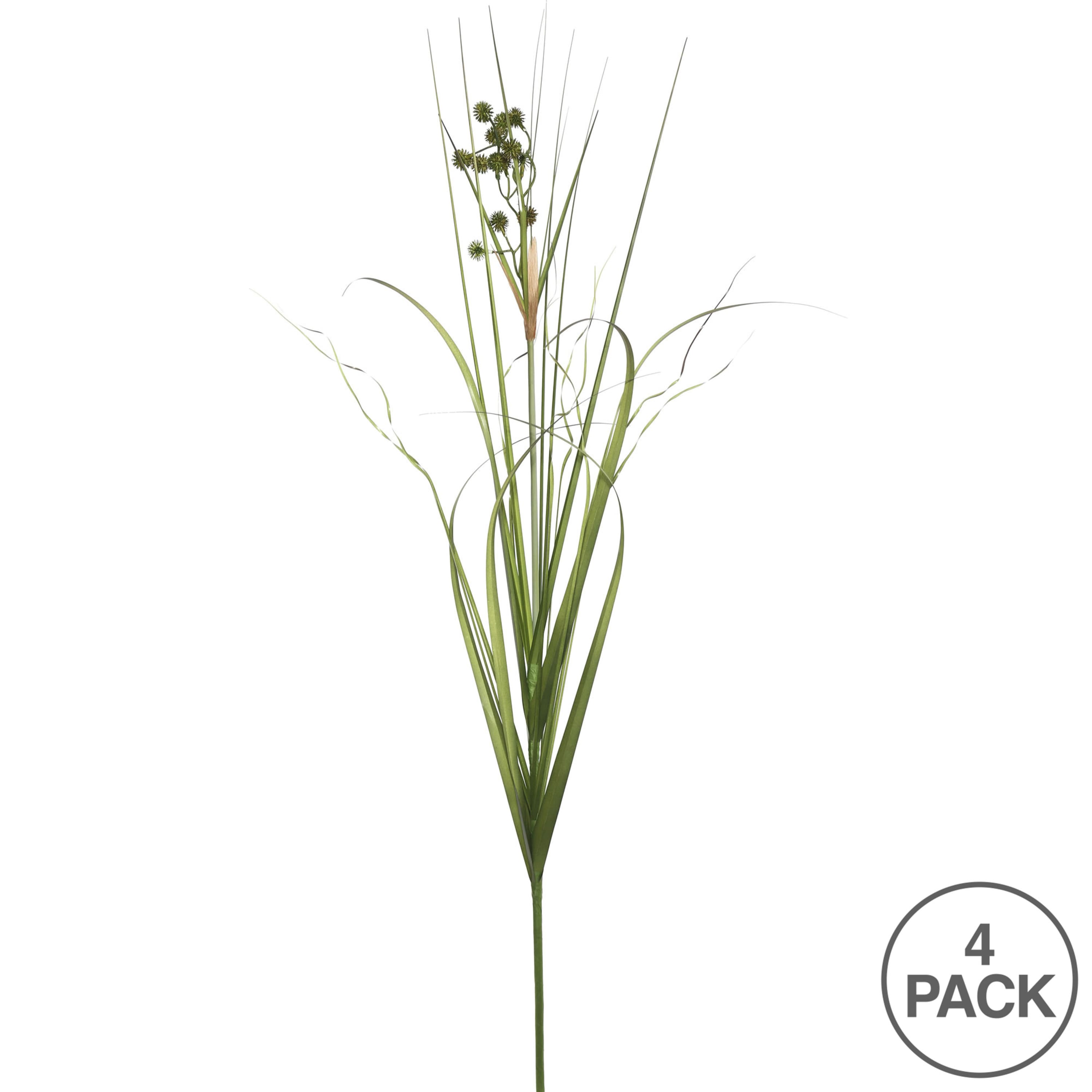 4 Pack: Green Grass With Pomp Balls Spray