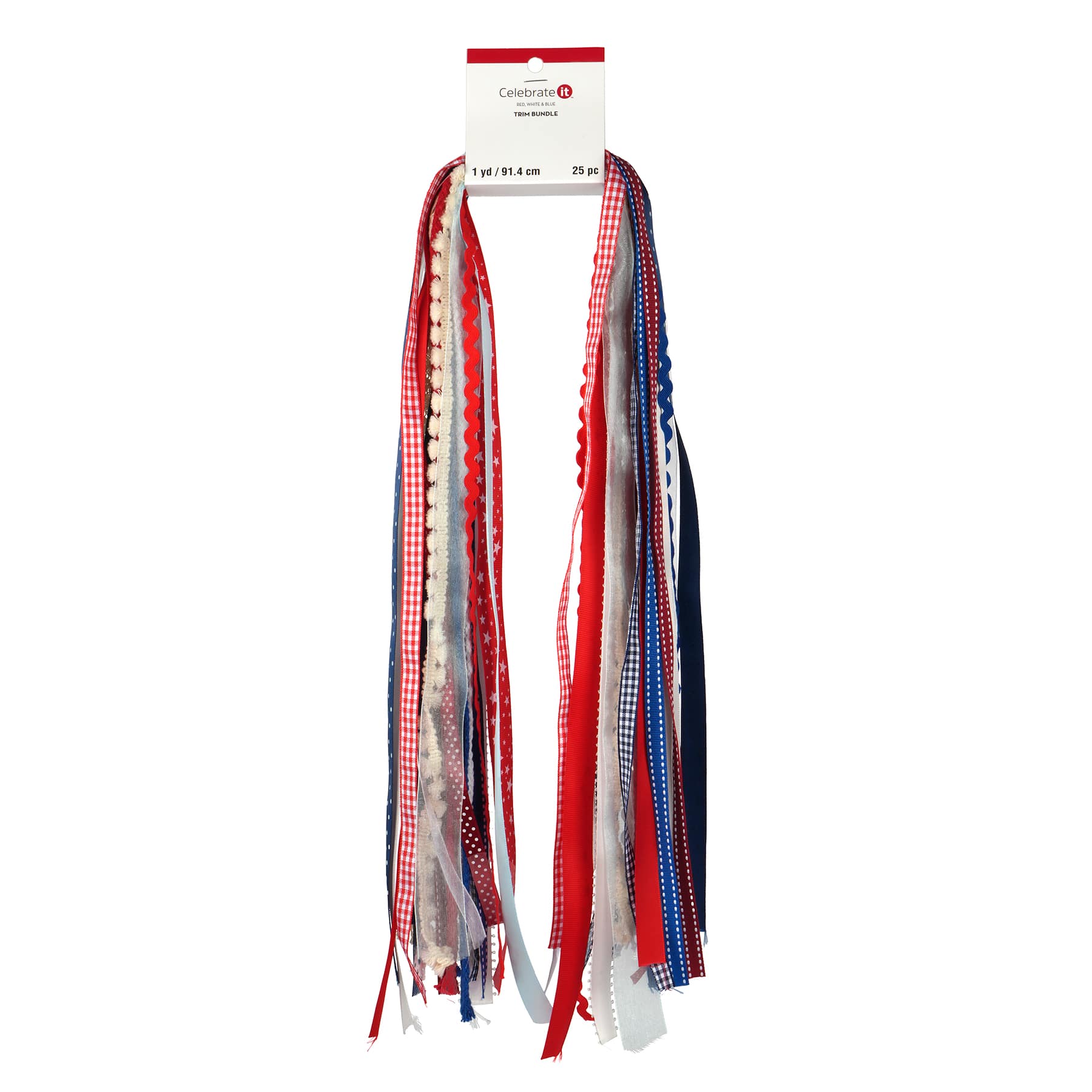 1yd. Red, White &#x26; Blue Patriotic Frilly Trim Bundle by Celebrate It&#x2122;