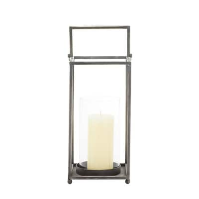 Black Iron Modern Candle Holder Lantern, 16