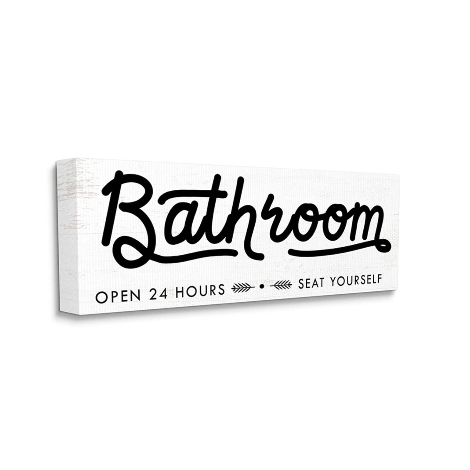 Stupell Industries Seat Yourself Bathroom Sign Minimal Canvas Wall Art