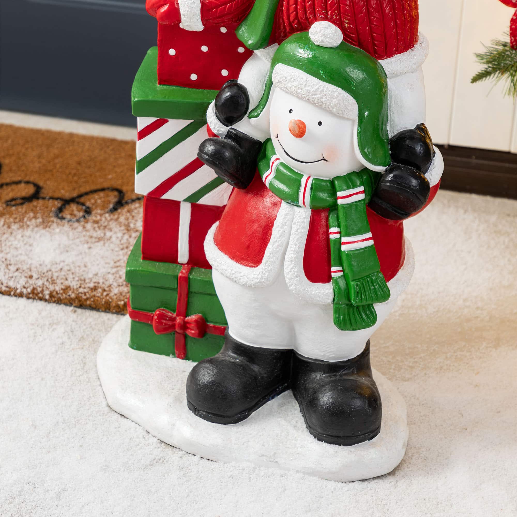 Glitzhome&#xAE; 35.25&#x22; Christmas Resin Stacked Snowman Porch Decor