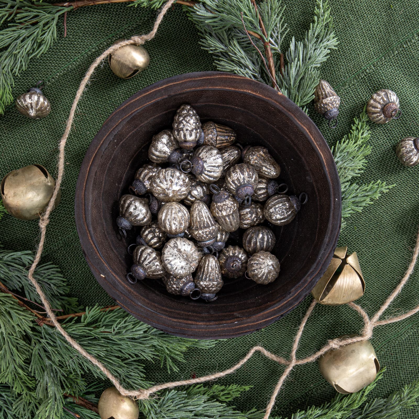 Hello Honey® 36 Pack Distressed Gray Embossed Mercury Glass Ornaments in Organza Bag