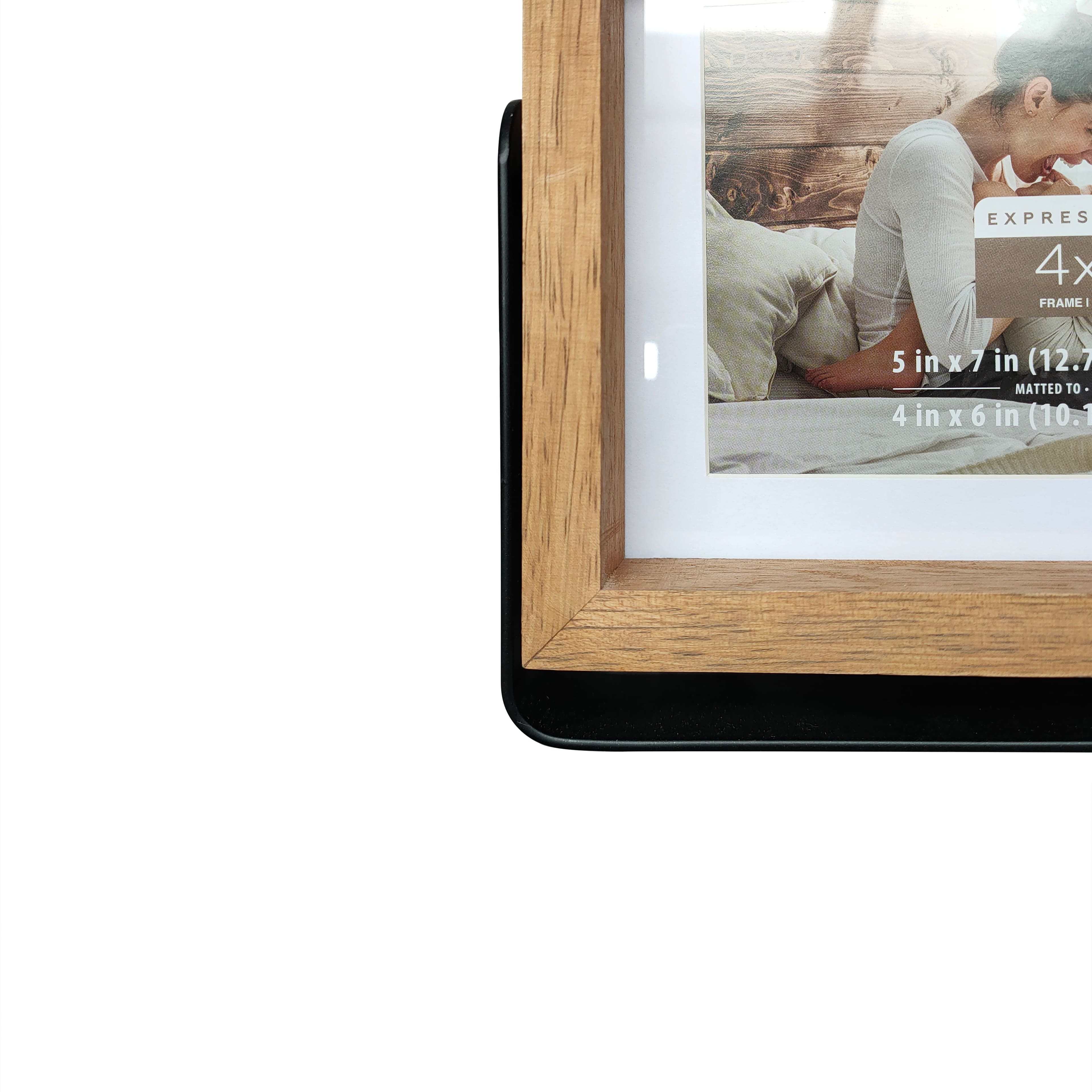 Expressions 4" x 6" Natural Wood Frame with Mat in Metal Base by Studio Décor®