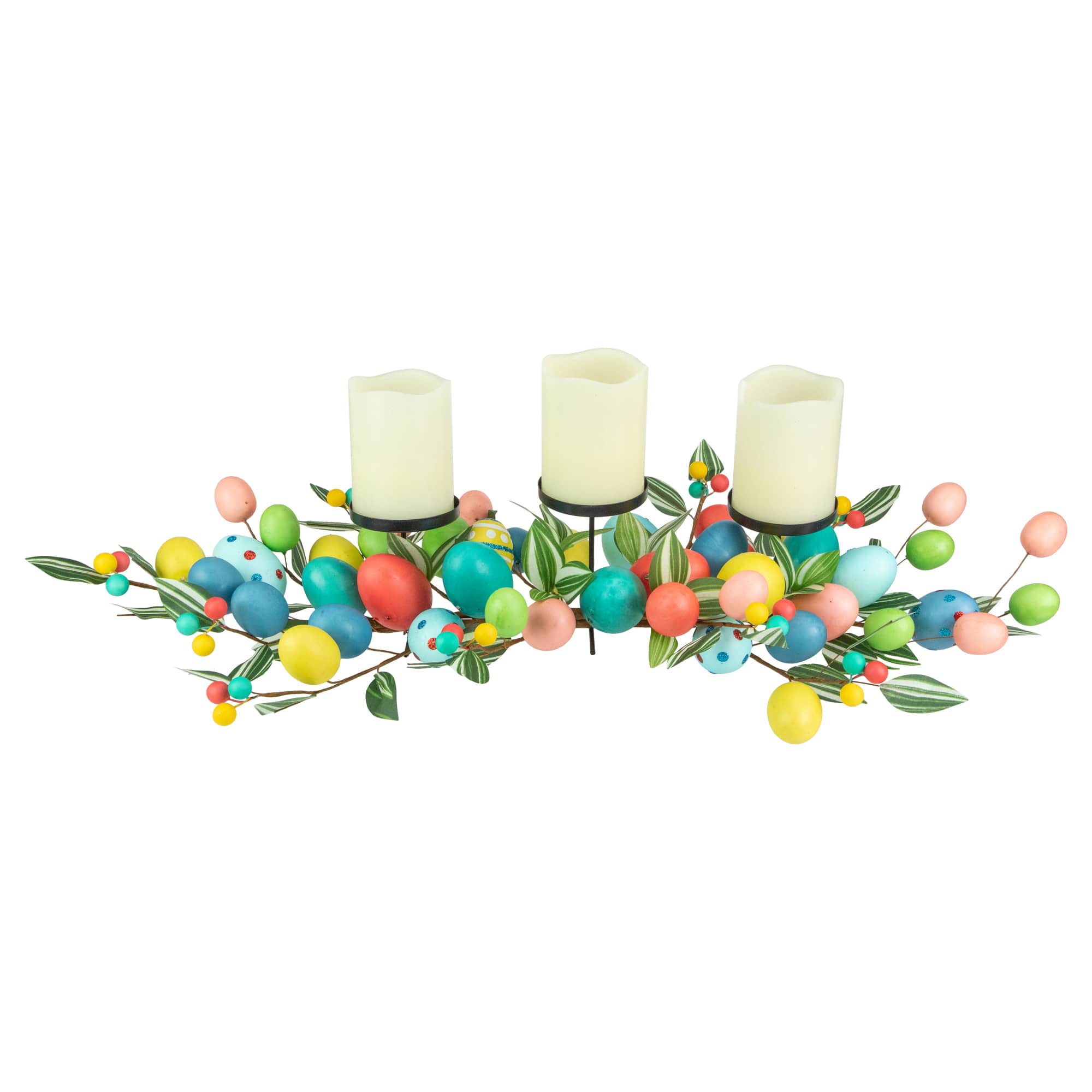 32&#x22; Colorful Easter Egg Pillar Candle Holder Centerpiece