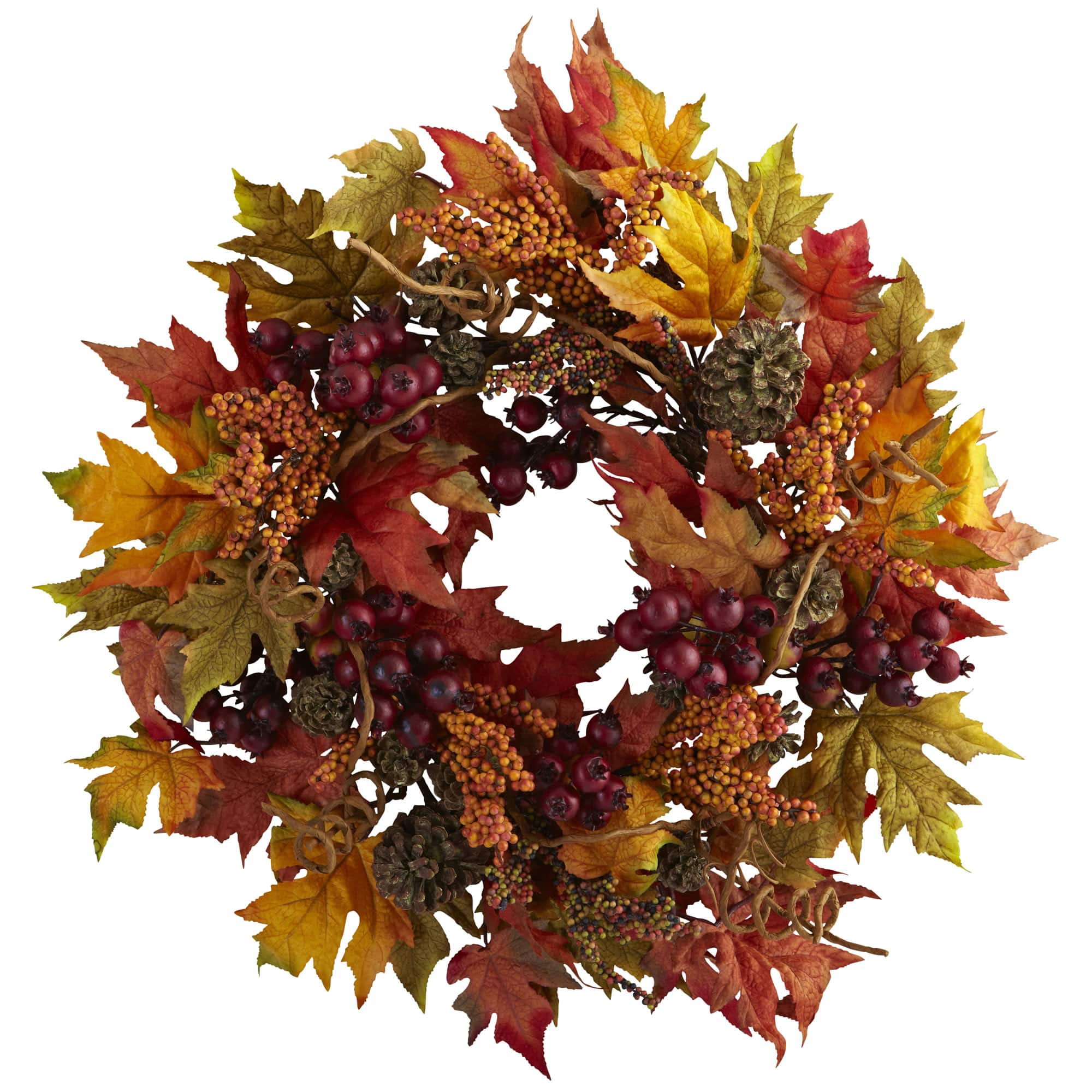 24&#x22; Orange &#x26; Brown Maple &#x26; Berry Wreath