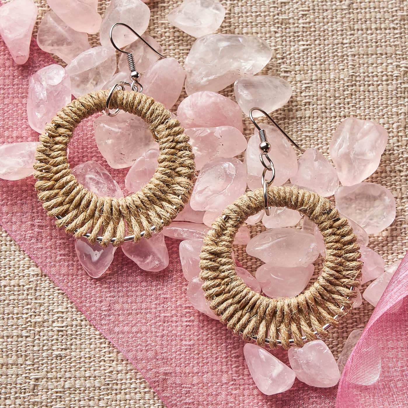 Woven Natural Hemp Cord Earrings