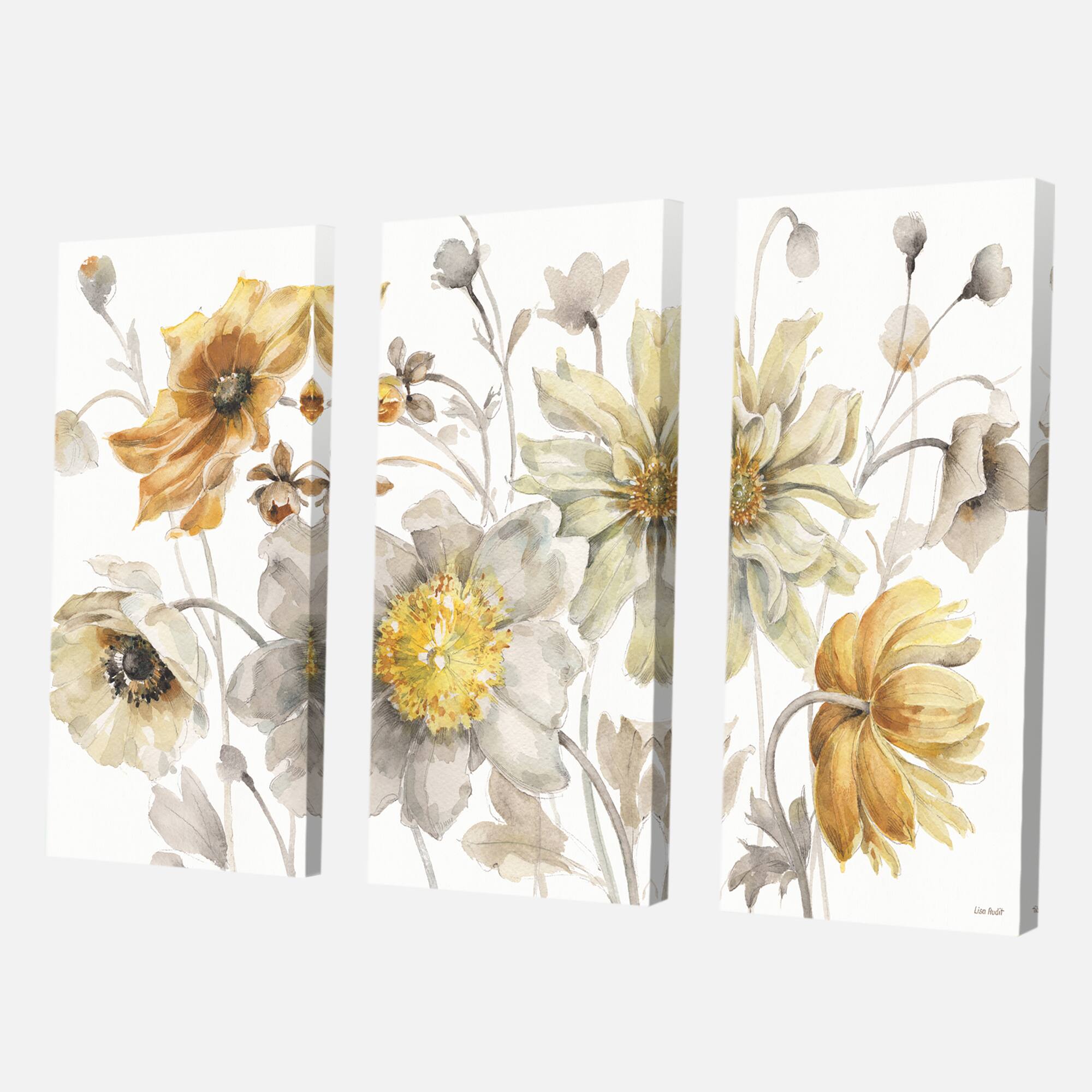 Designart - Fields of Gold Watercolor Flower VII
