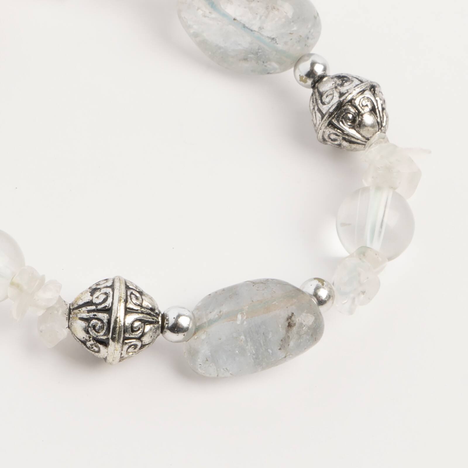 John Bead Crystal Quartz Clear Natural Stone Bracelet
