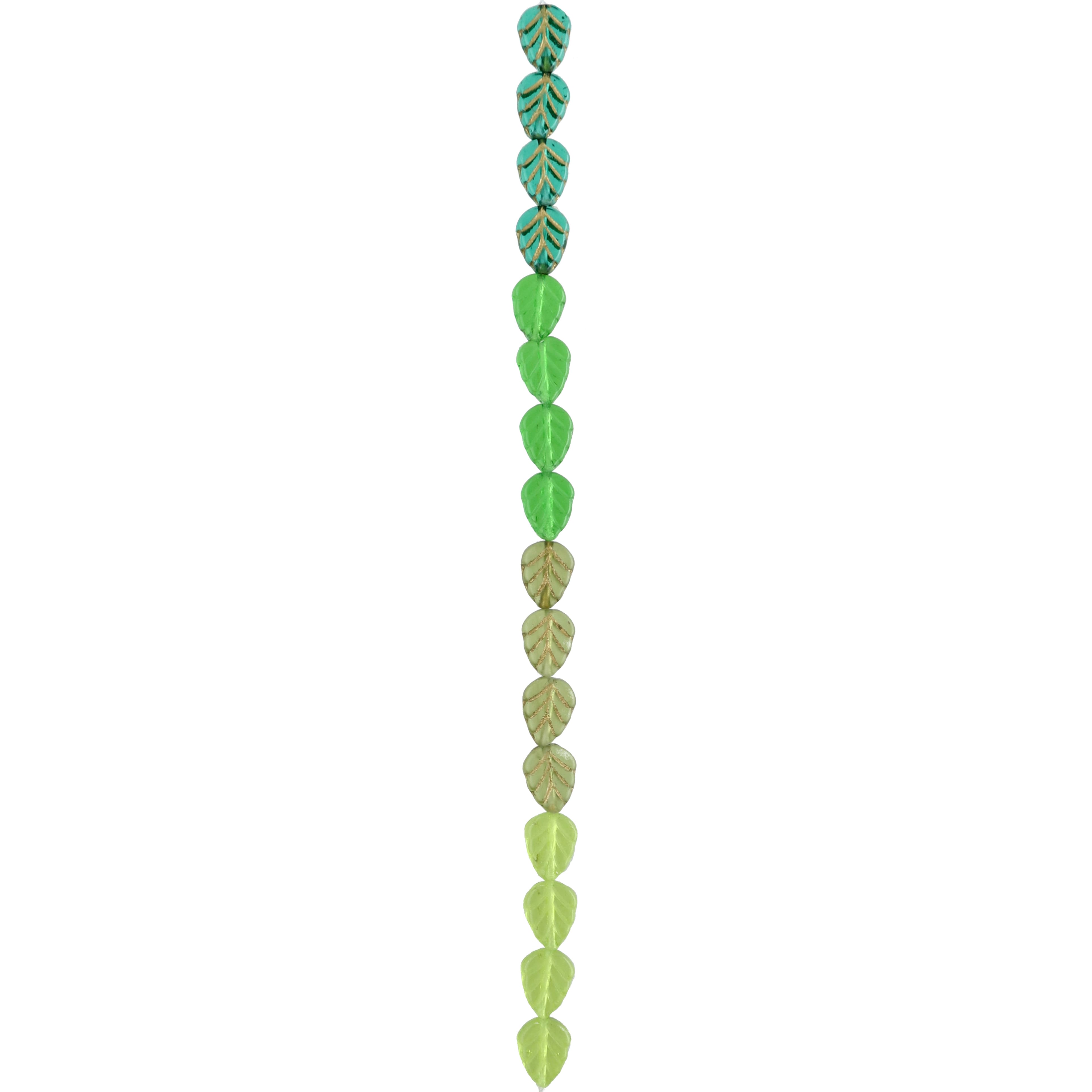 6 Packs: 16 ct. (96 total) Green Czech Glass Leaf Beads, 10.5mm by Bead Landing&#x2122;