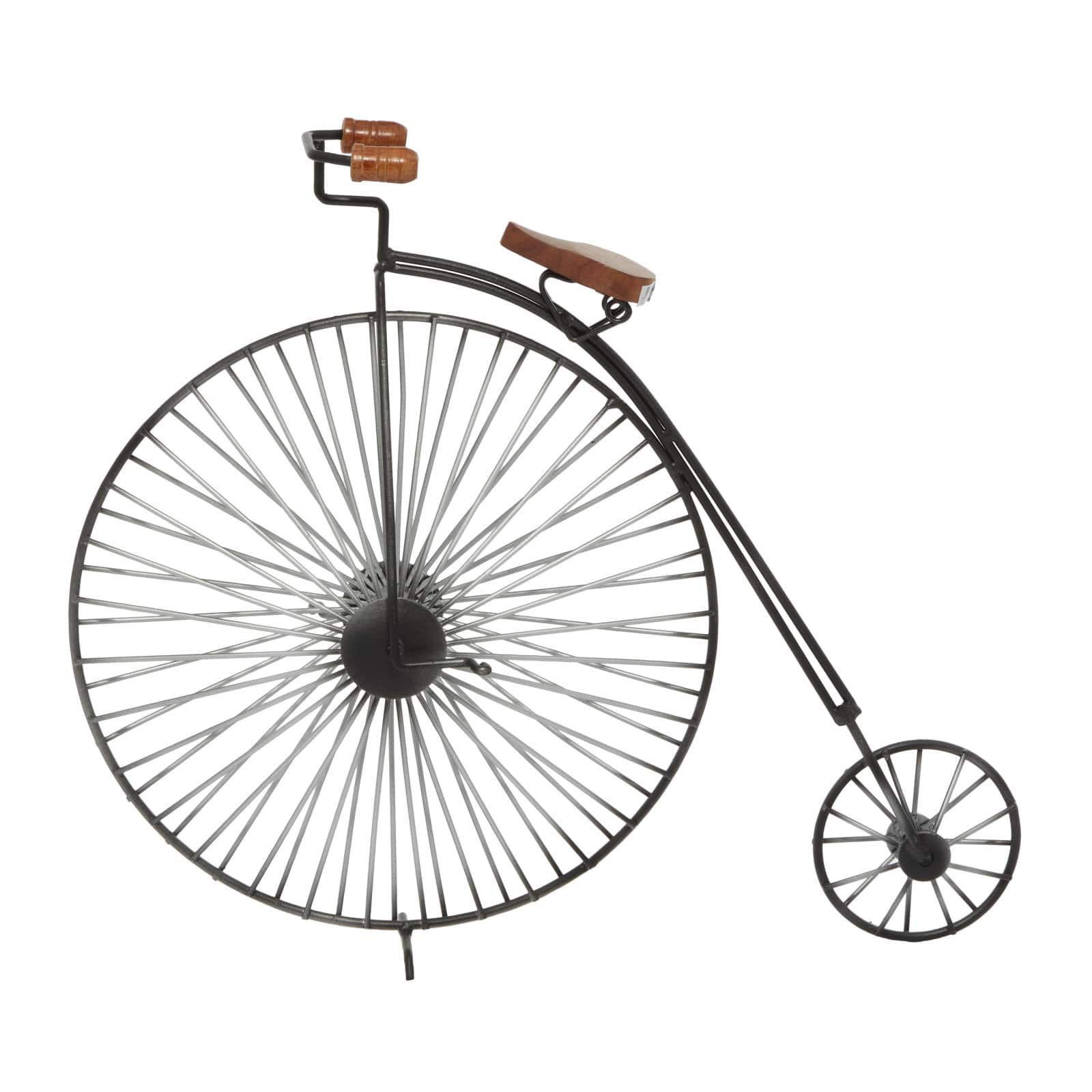 17&#x22; Industrial Black Metal Big Wheel Bicycle Sculpture