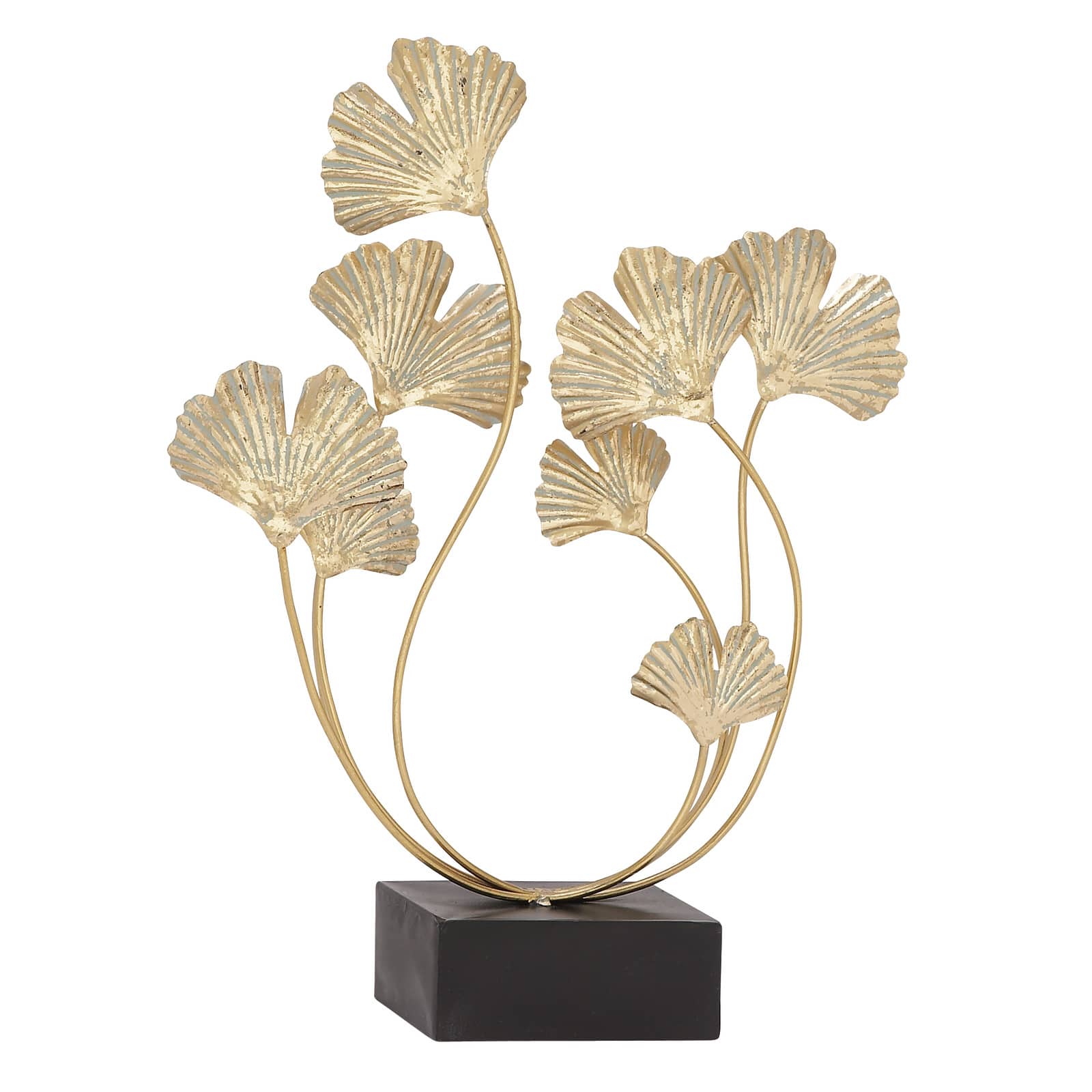 22&#x22; Gold Metal Modern Nature Sculpture