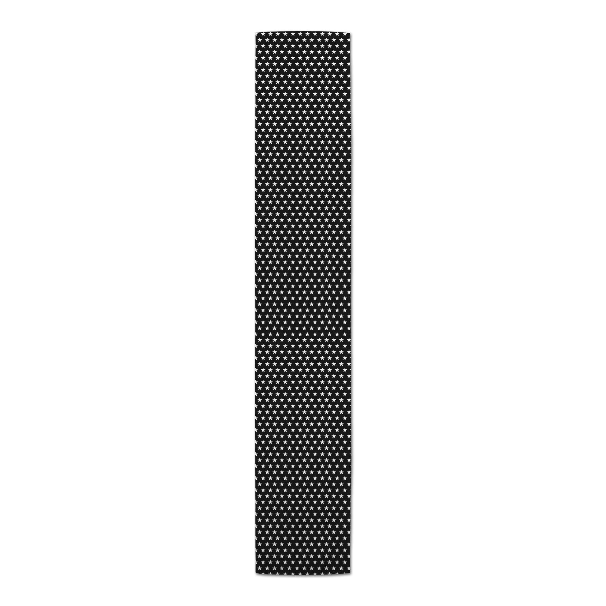 White Stars On Black Outdoor Table Runner