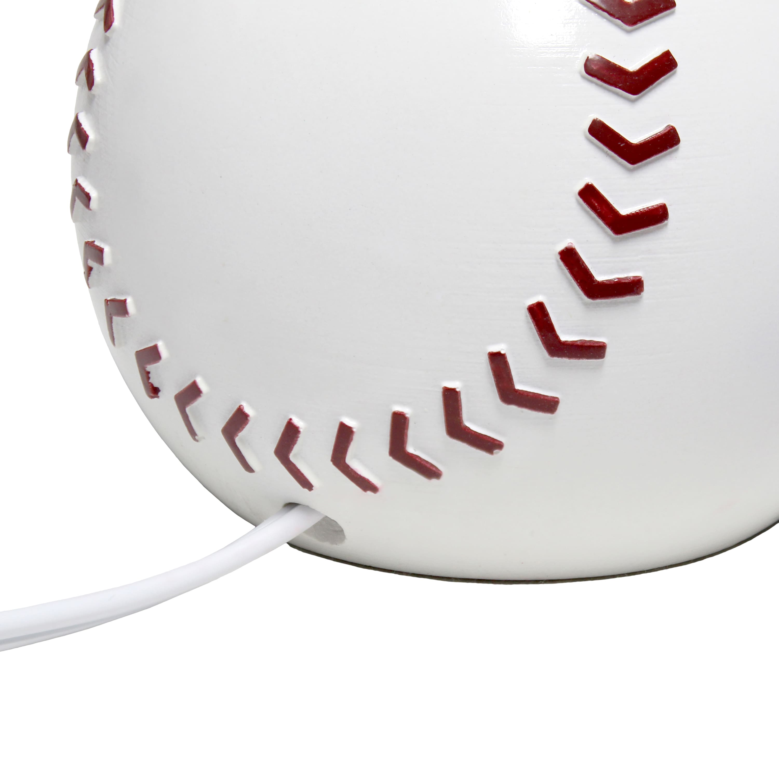 Simple Designs&#x2122; 11.5&#x22; Baseball Base Table Lamp and White Shade Red Trim
