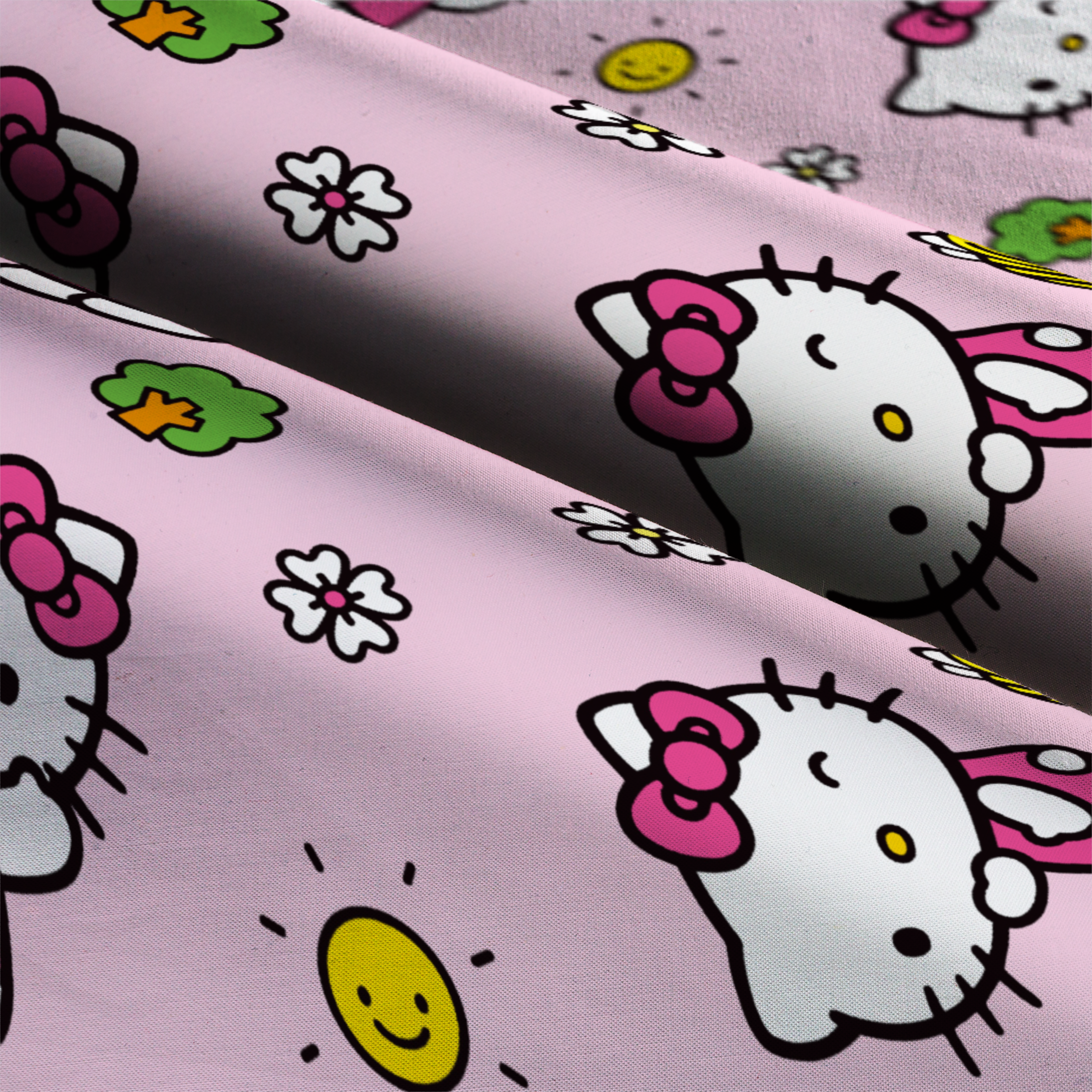 Hello Kitty&#xAE; Flowers &#x26; Bees Pink Cotton Fabric