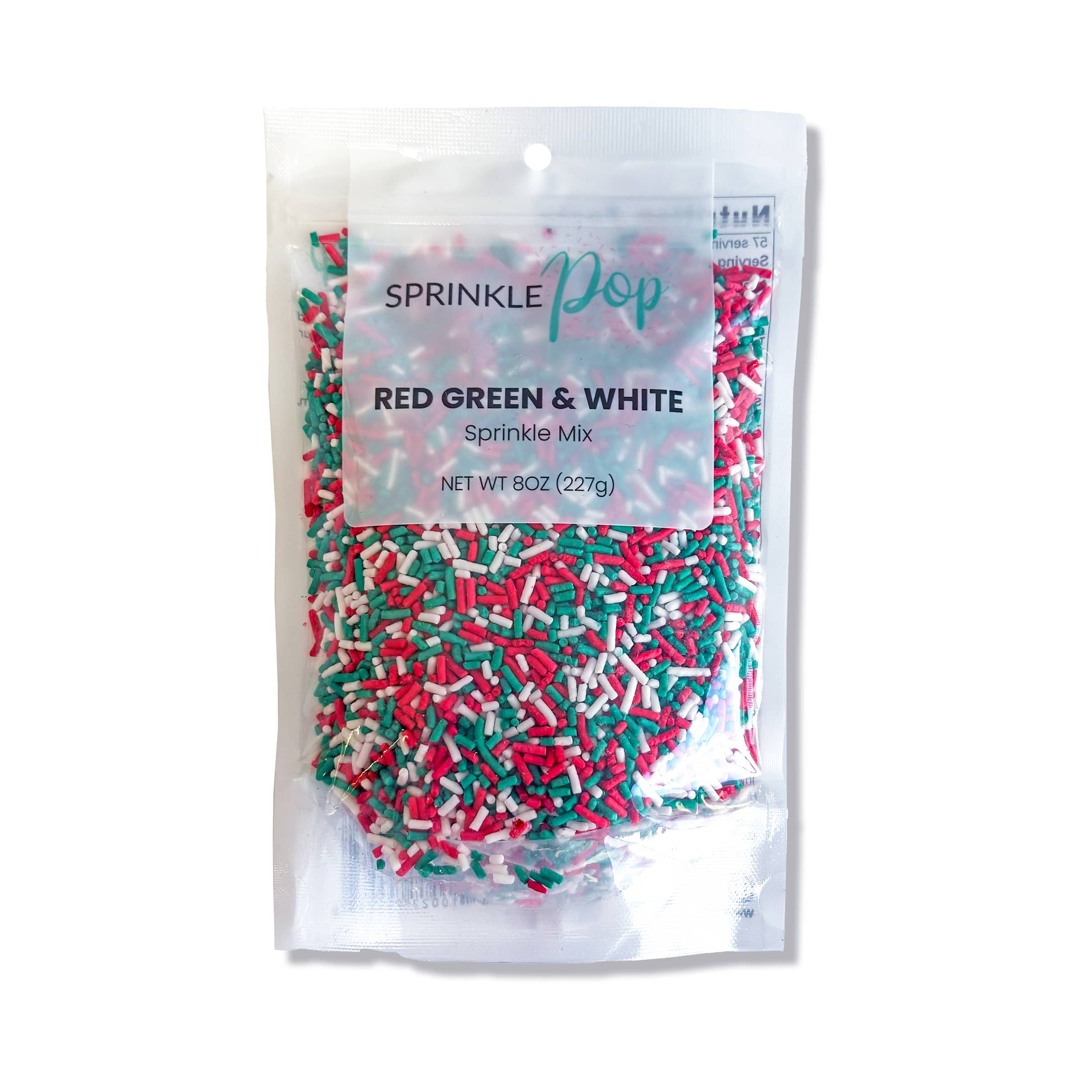 Sprinkle Pop 8oz. Red, Green &#x26; White Sprinkle Mix