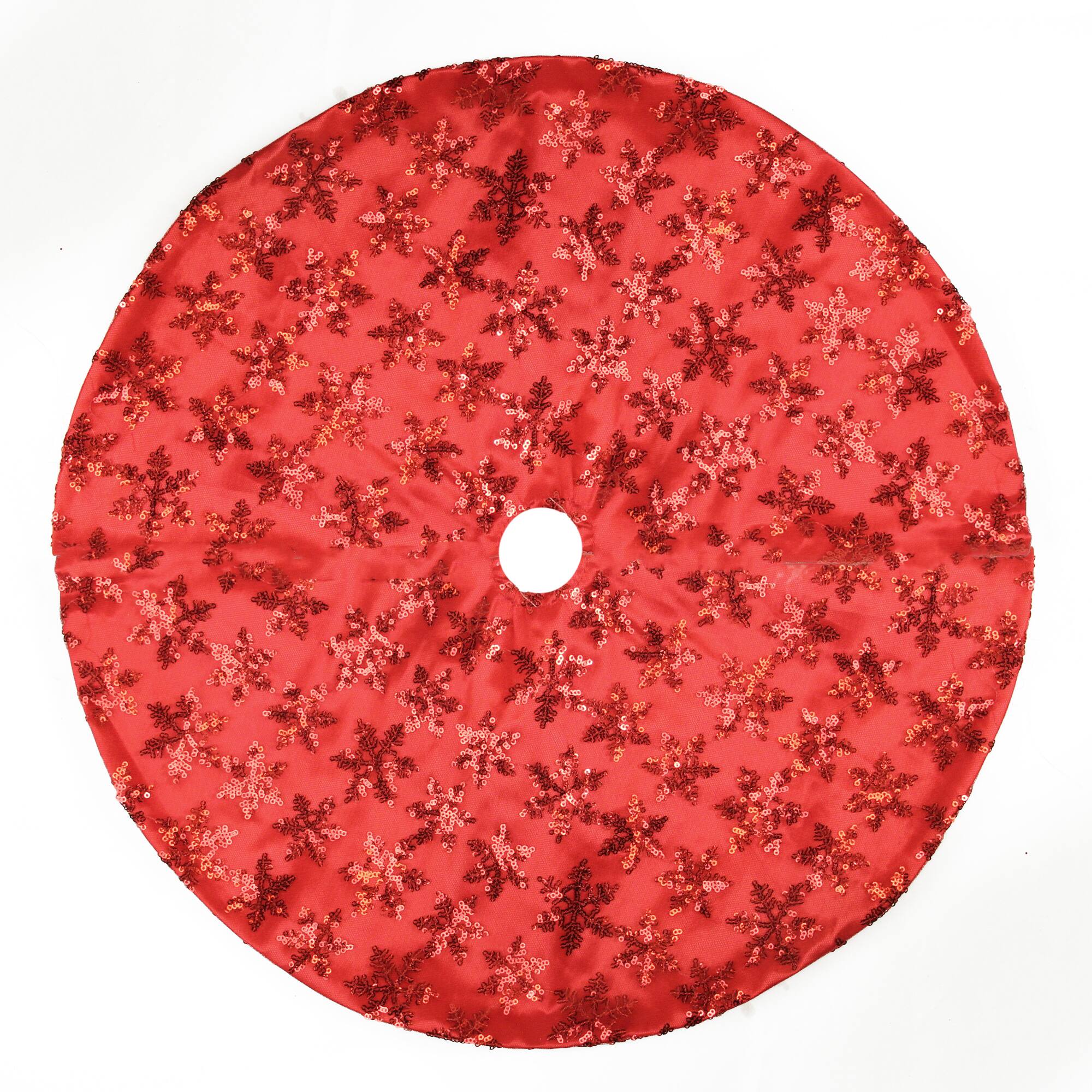 20&#x22; Red Sequin Snowflake Mini Tree Skirt