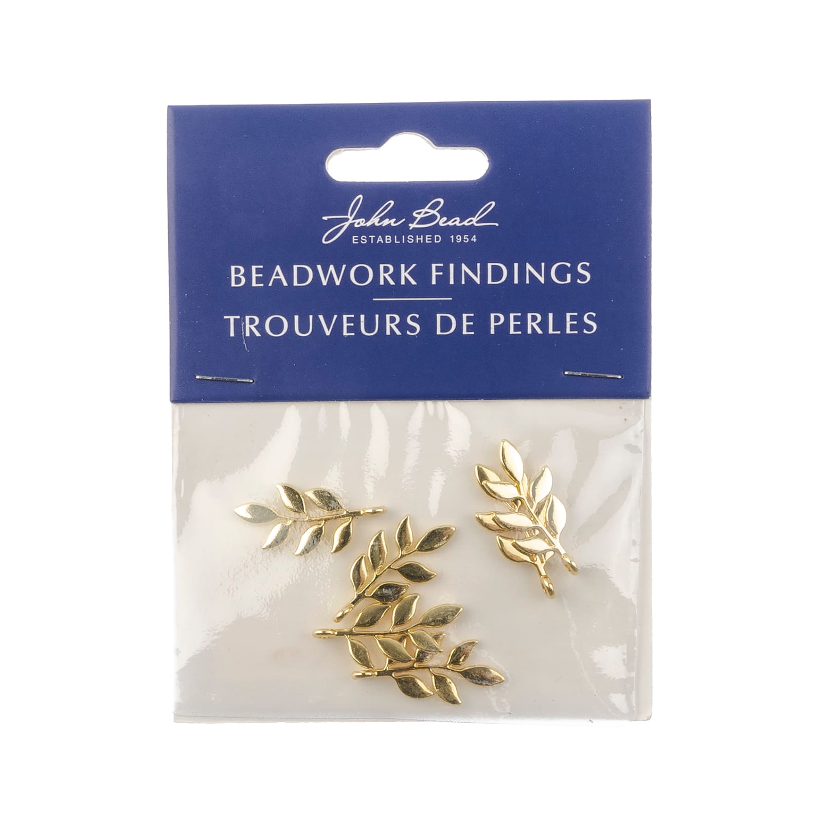 John Bead Beadwork Findings Gold Branch with Leaves Pendants