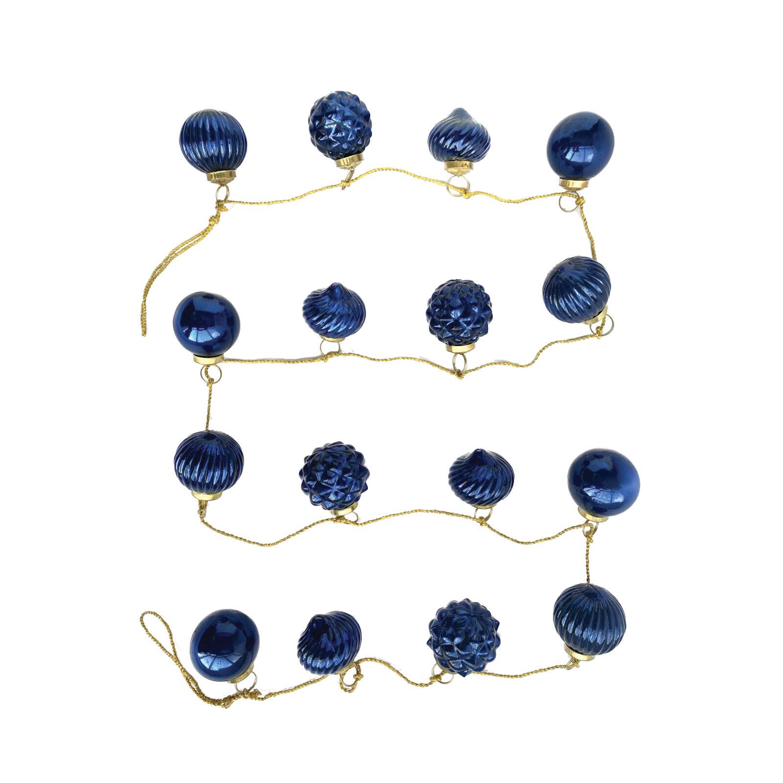 Hello Honey&#xAE; 6ft. Dark Blue Embossed Mercury Glass Ornament Garland