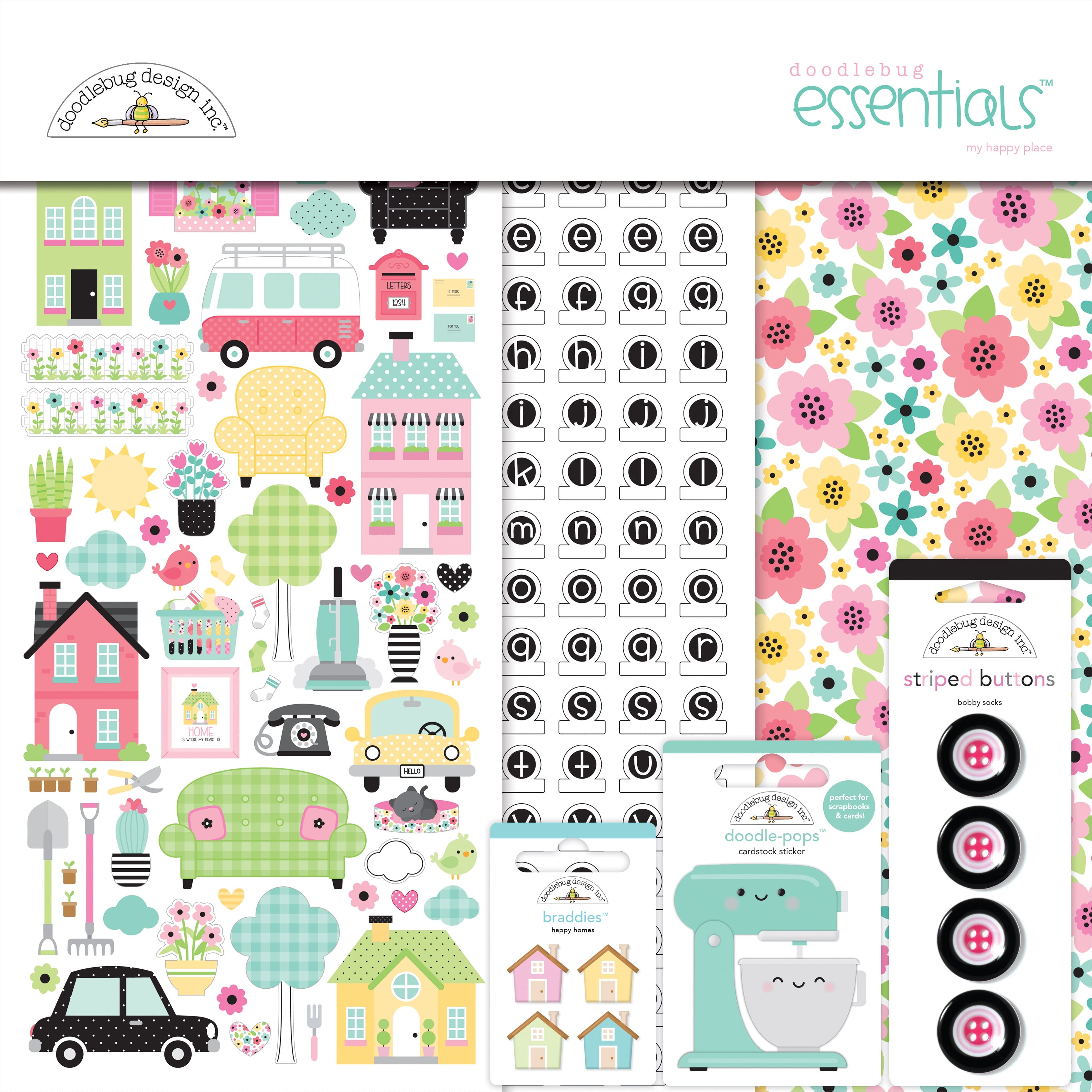 Doodlebug Essentials My Happy Place Page Kit, 12&#x22; x 12&#x22;