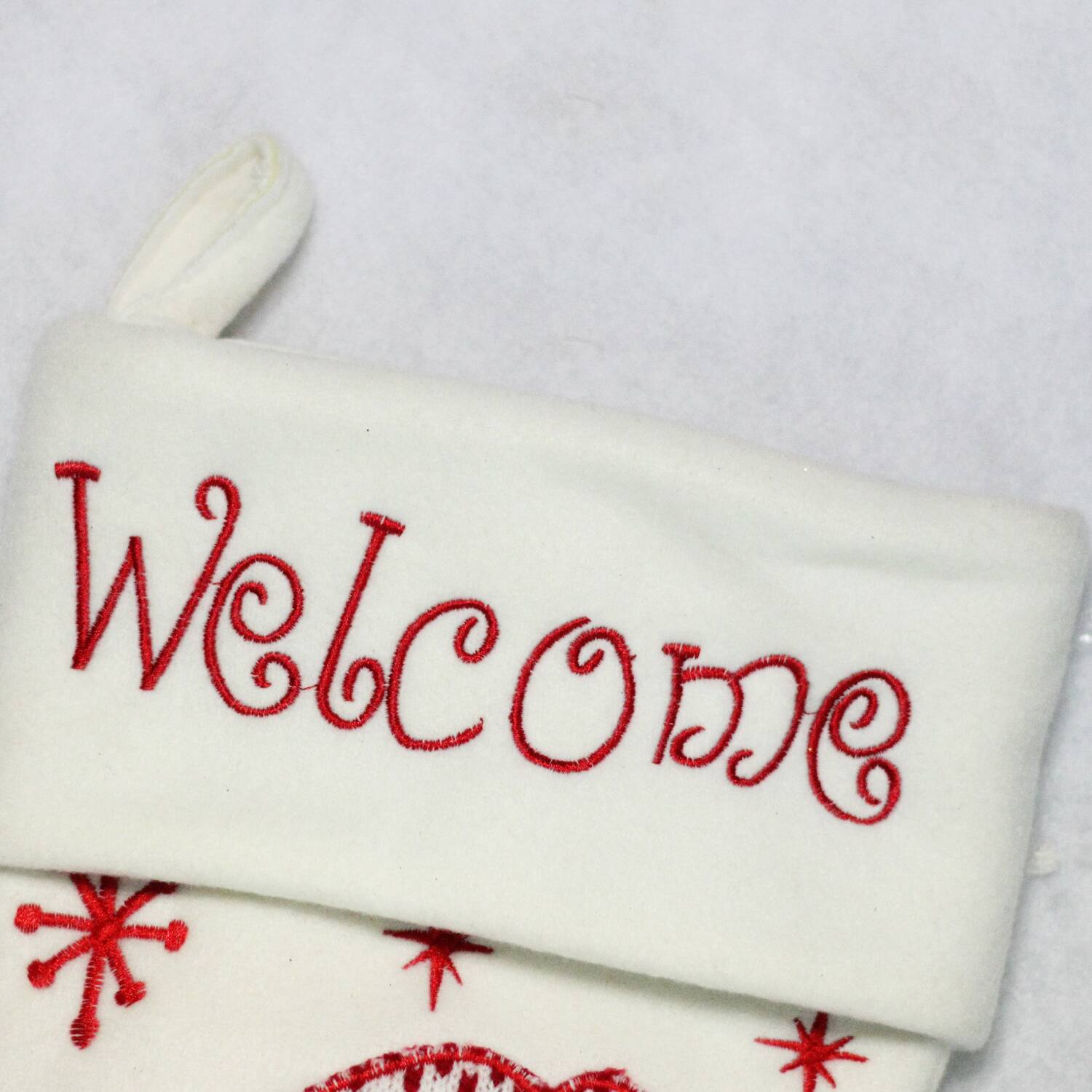 16" Red & White Welcome Snowman Embroidered Christmas Stocking