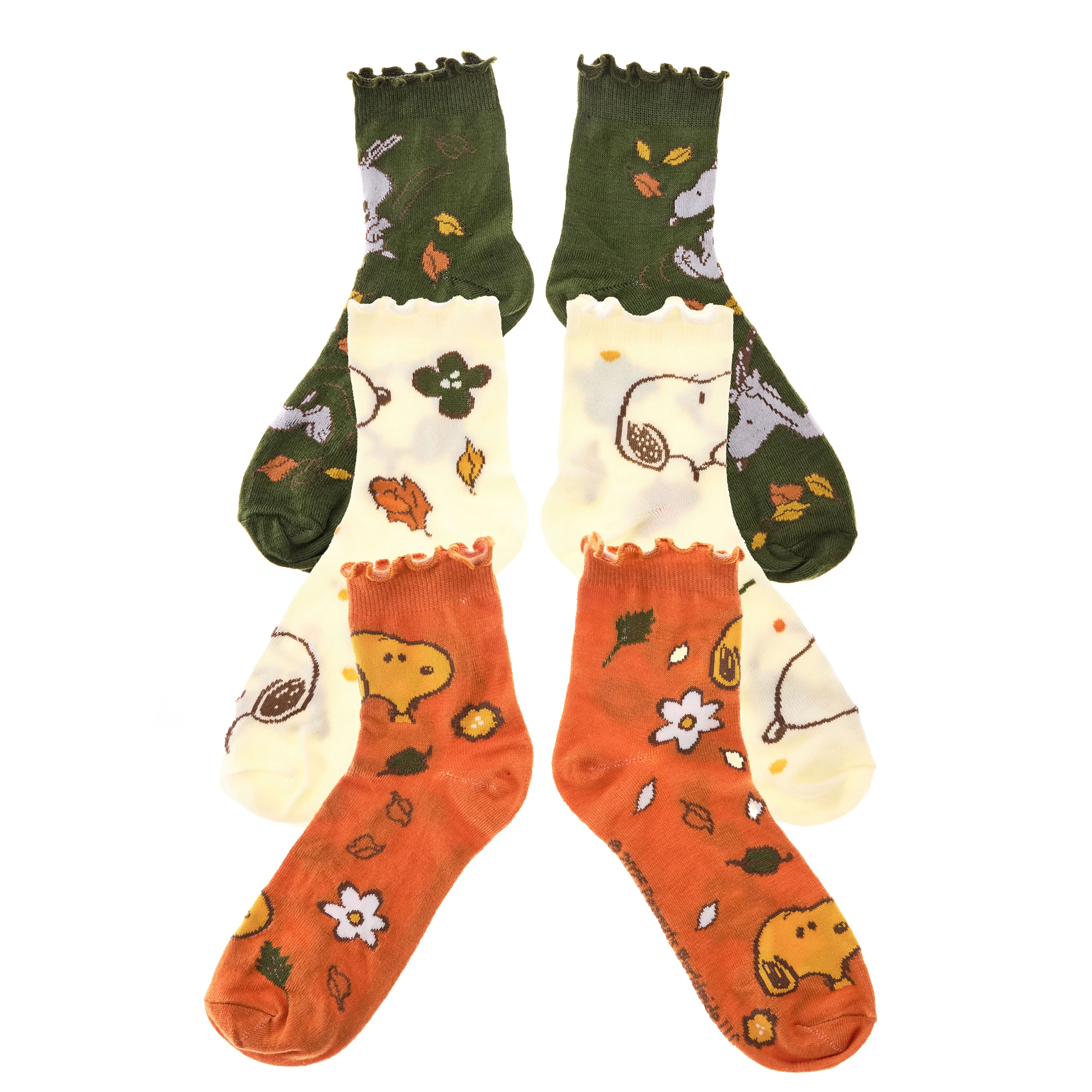 Peanuts® Snoopy 3 Pair Adult Ruffled Quarter Crew Sock Set