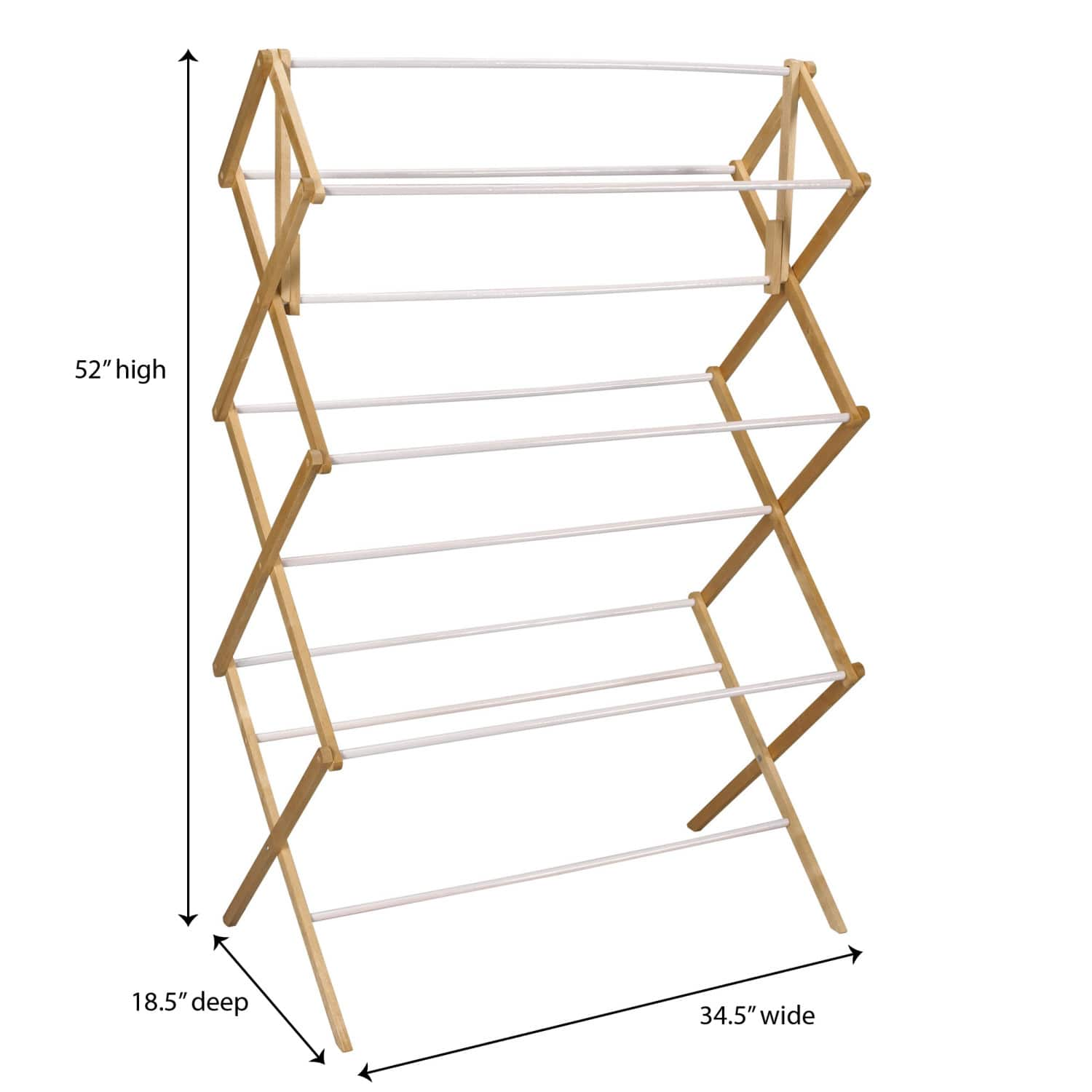 Household Essentials Large Bamboo Folding Clothes Drying Rack