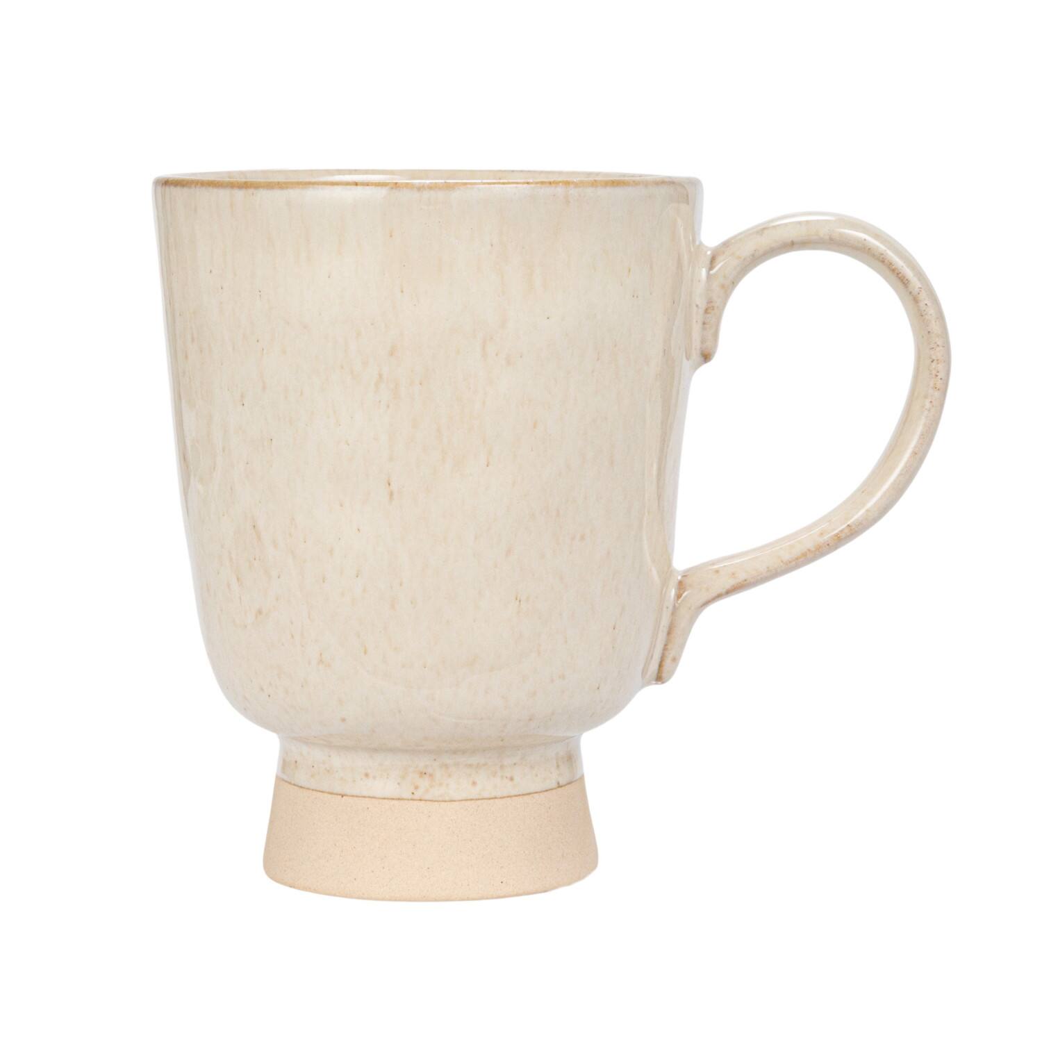 Hello Honey® 4.75" Cream Speckled Glaze Stoneware Footed Mug, 4ct.
