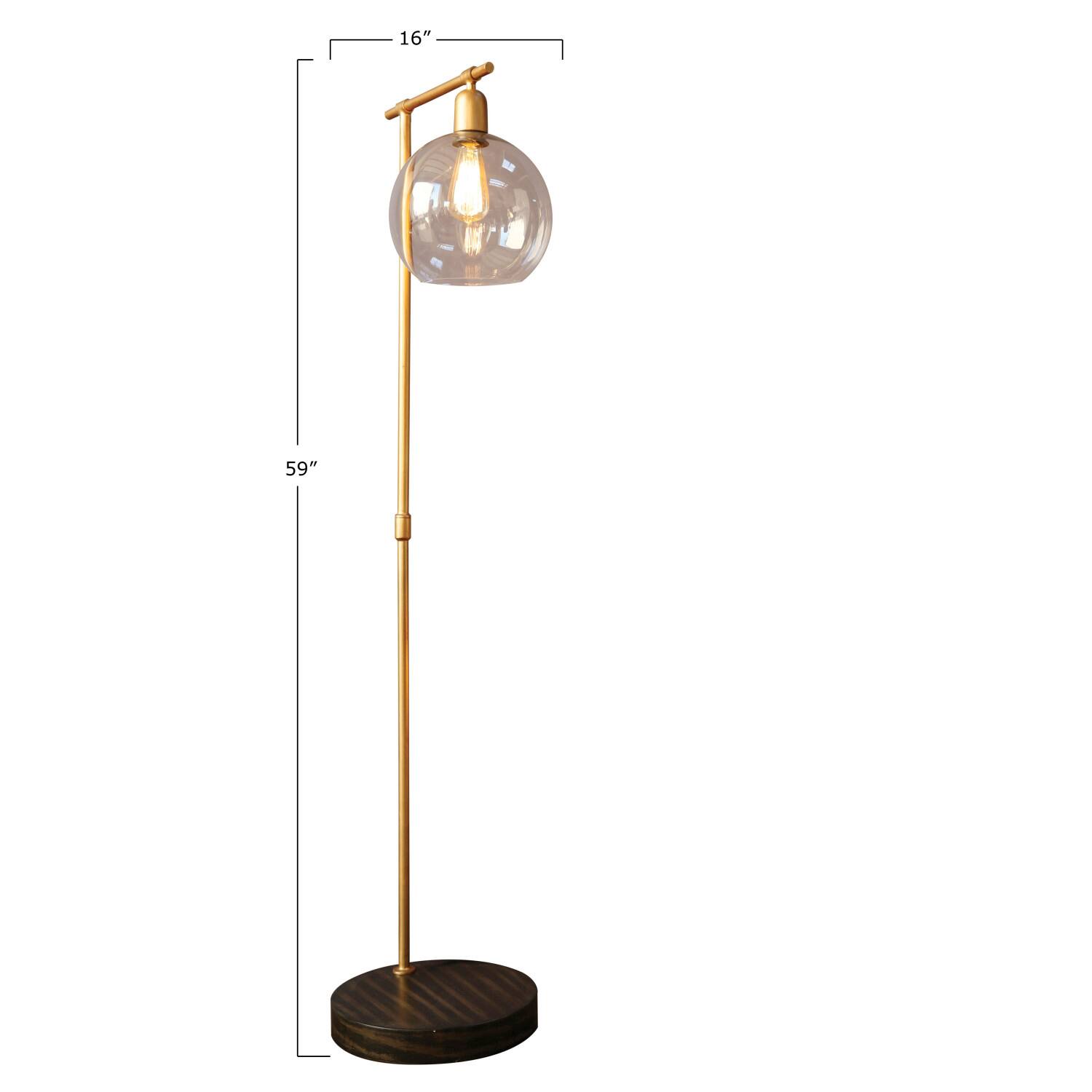 Hello Honey® 5ft. Modern Metal Floor Lamp with Glass Globe Shade