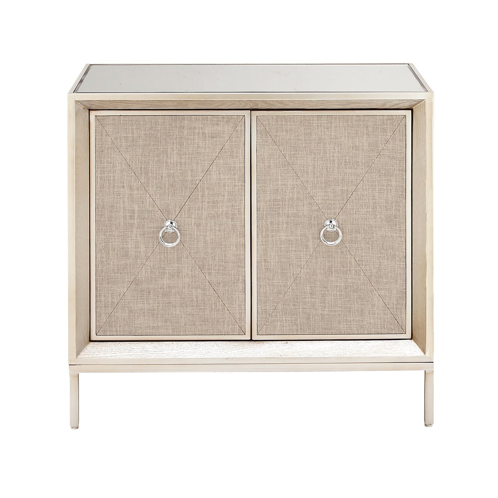 Beige Wood Glam Cabinet