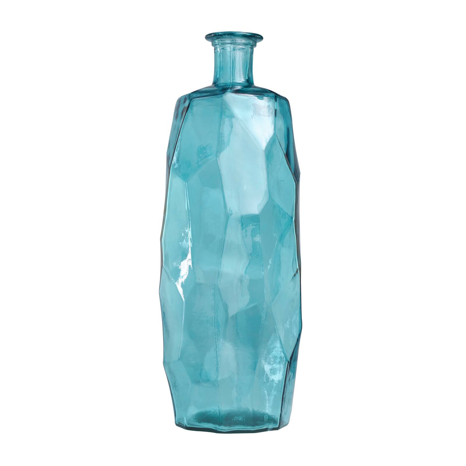 29" Teal Recycled Glass Tall Spanish Bottleneck Vase