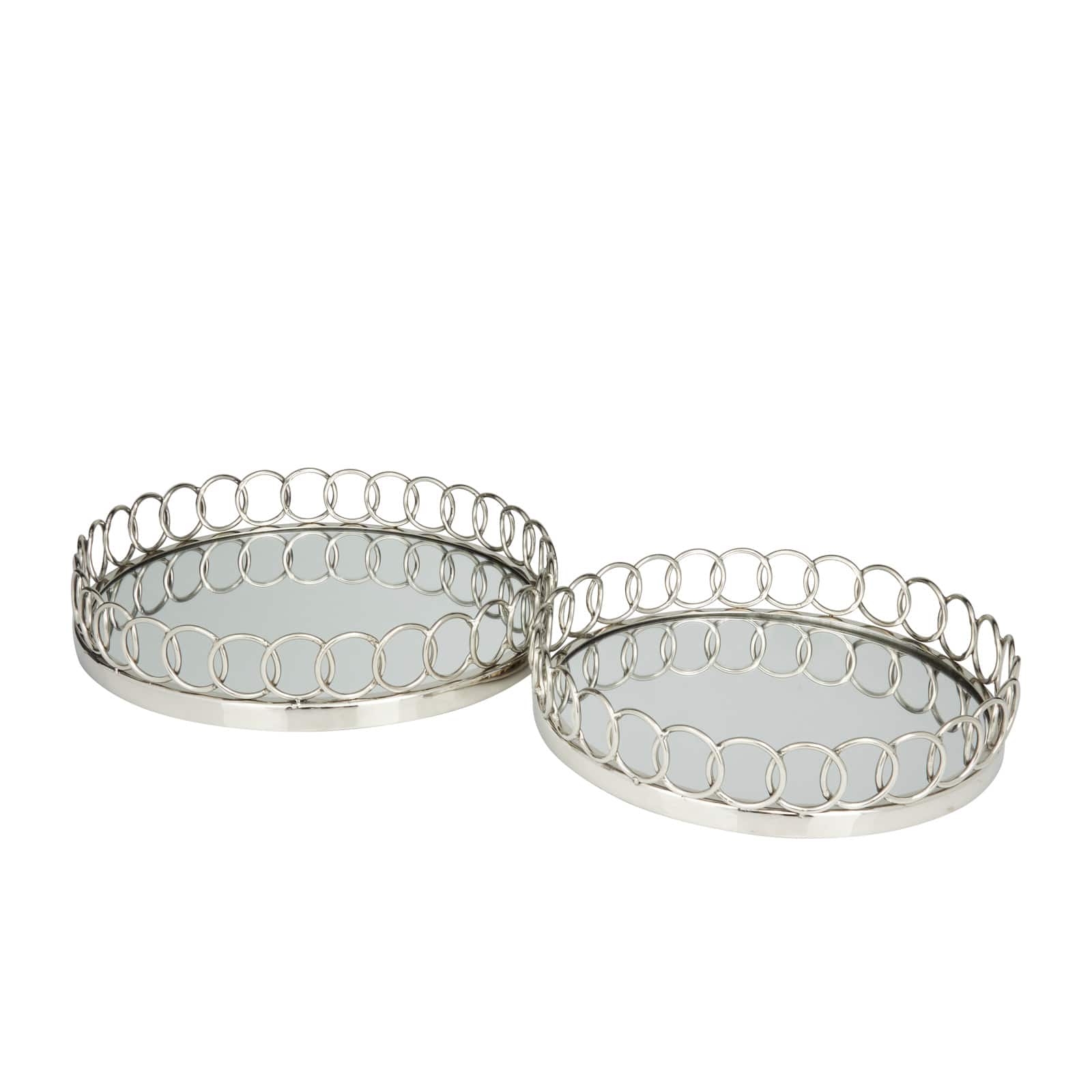 Silver Contemporary Tray, Set of 2" 16", 14"