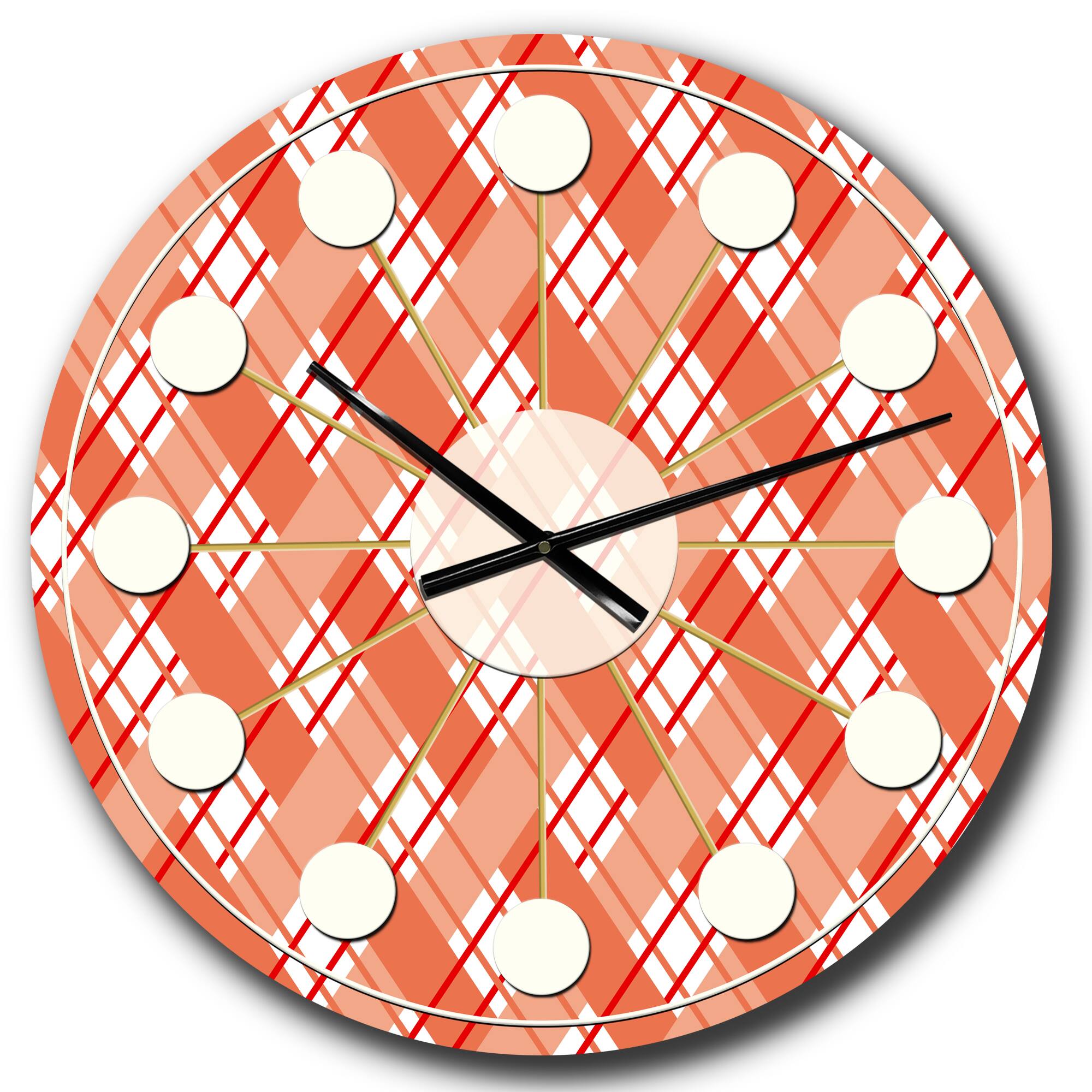 Designart &#x27;Retro Checkered Pattern I Mid-Century Modern Wall Clock