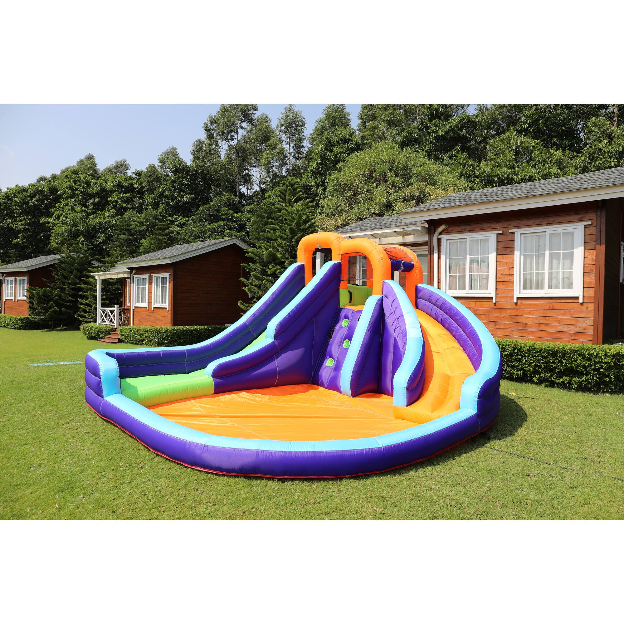 Salus Double Slide Water Park with Climbing Wall &#x26; Water Cannon