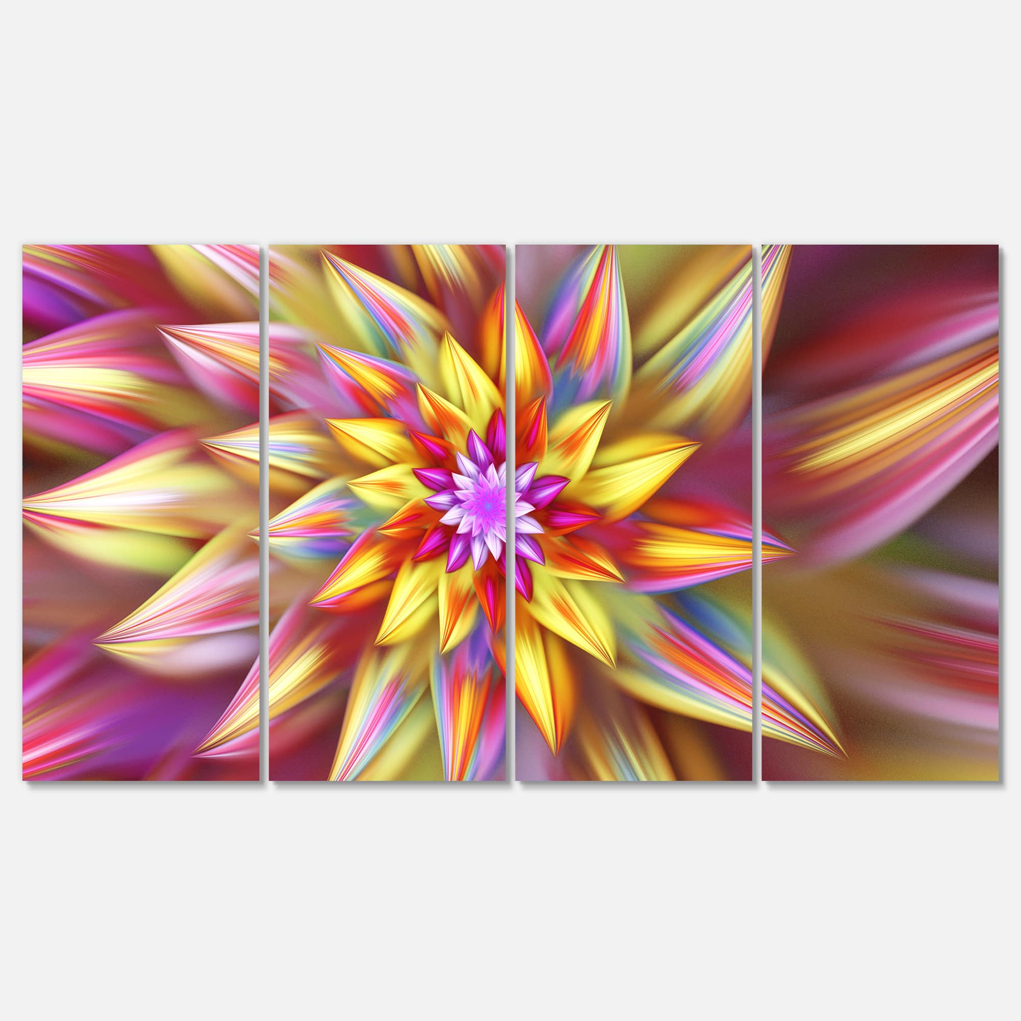Designart - Large Multi Color Alien Fractal Flower - Floral Canvas Art Print