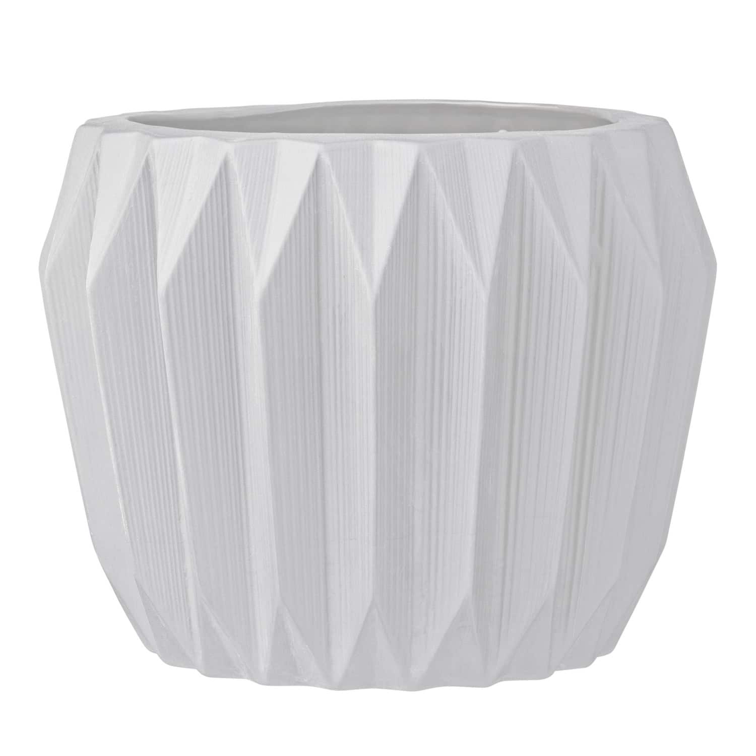 Hello Honey® 6" White Fluted Stoneware Flower Pot