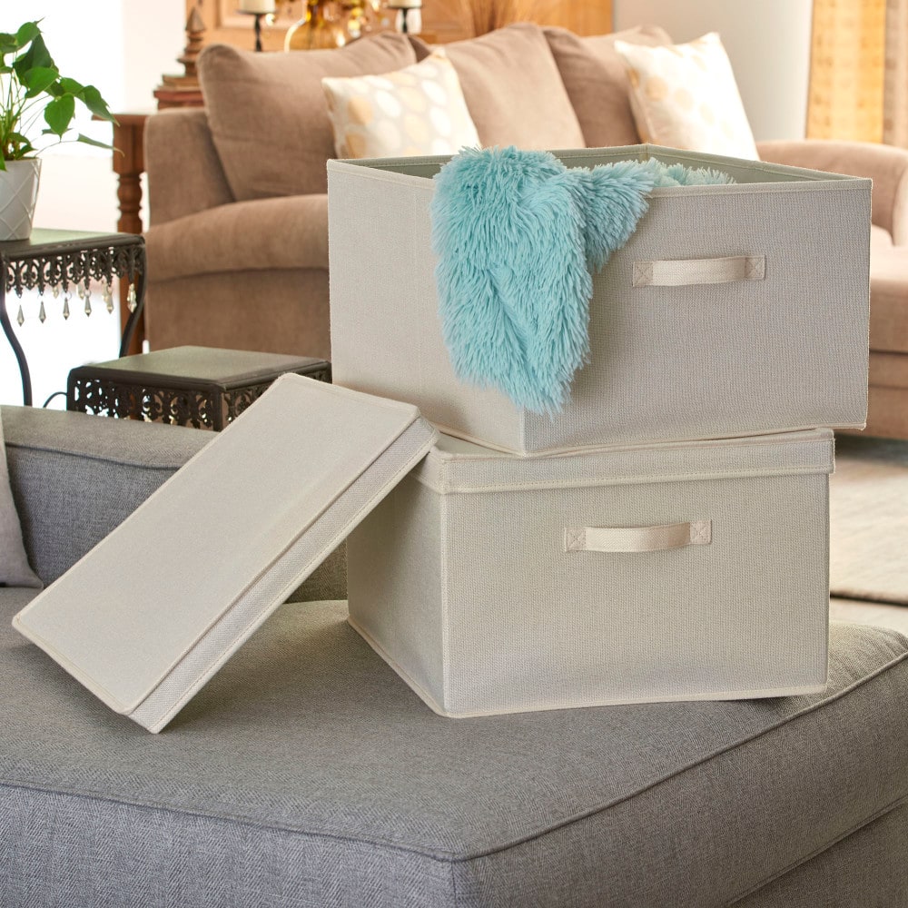 Household Essentials Fabric Storage Bin with Lid, 2ct.