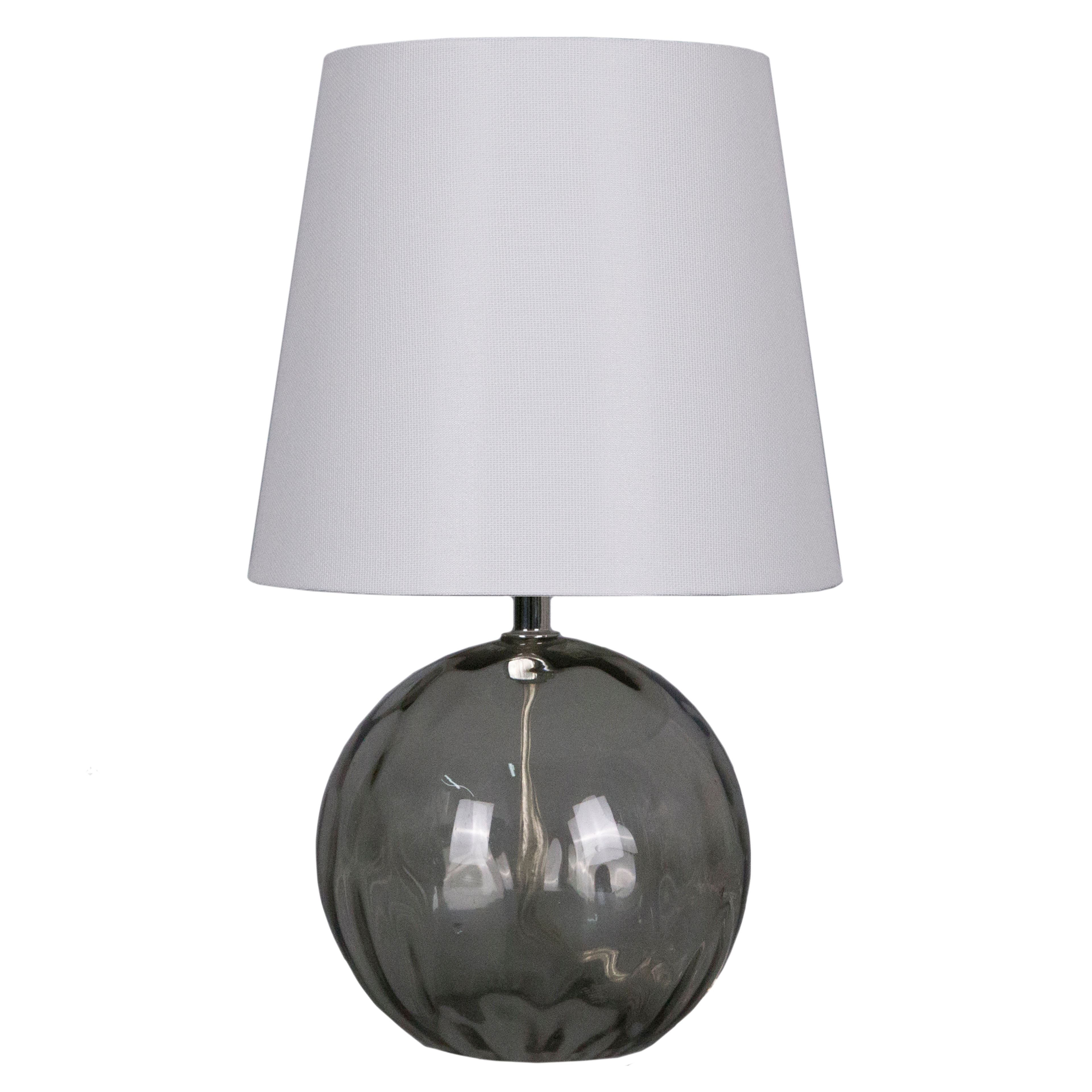 13" Glass Sphere Table Lamp with White Fabric Shade by Ashland