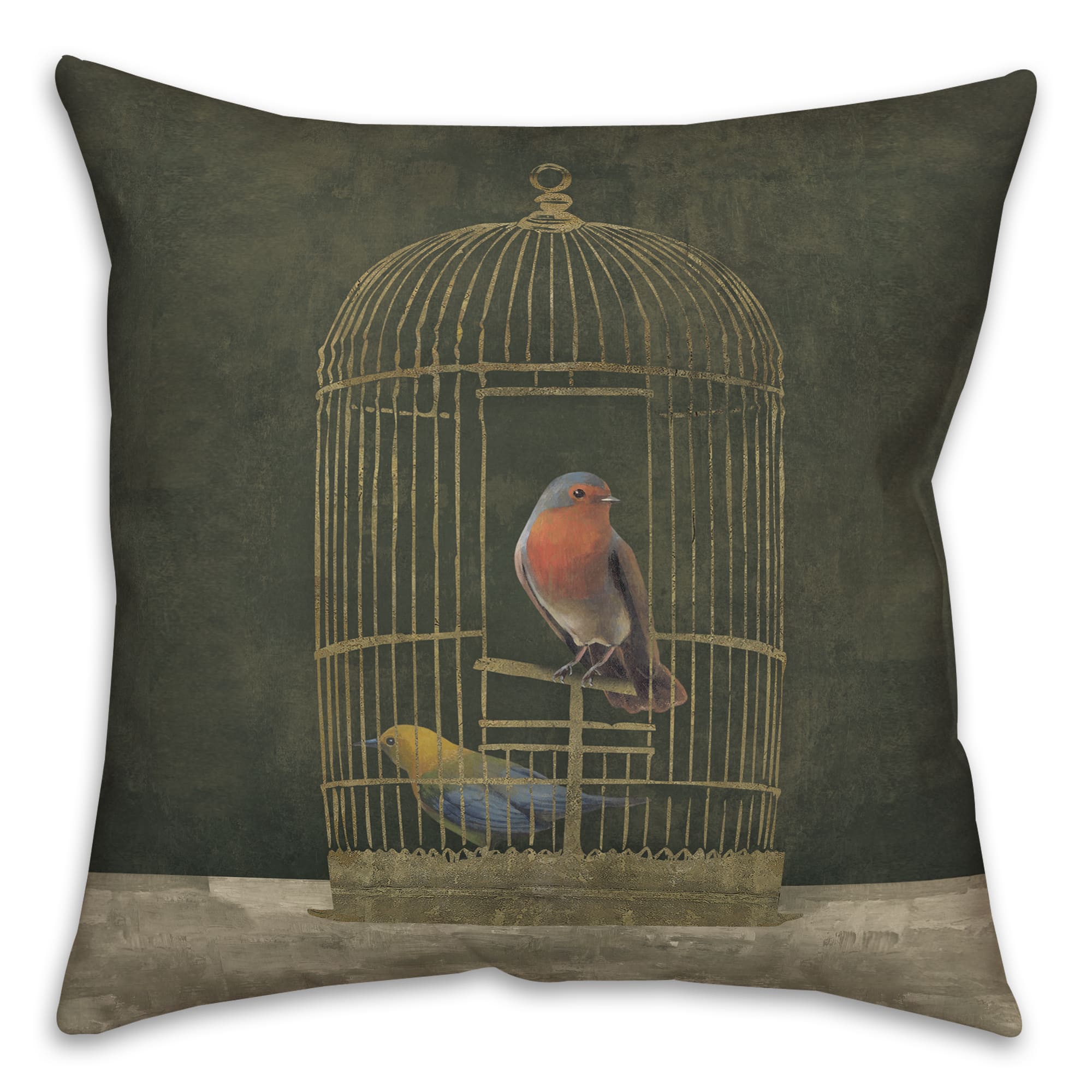 Gold Birdcage 18" x 18" Indoor/Outdoor Pillow
