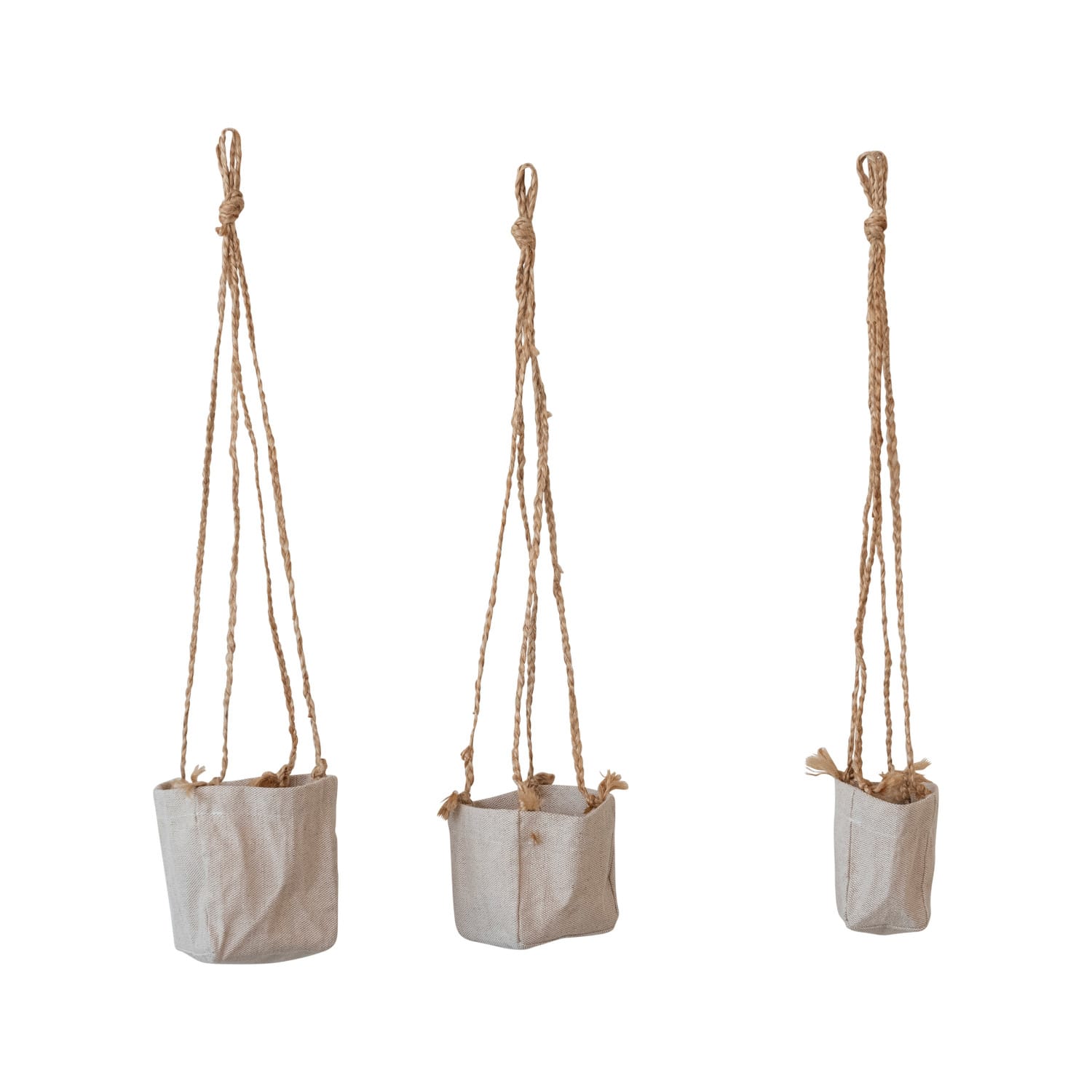 Hello Honey&#xAE; Natural Round Jute &#x26; Cotton Hanging Planter Set