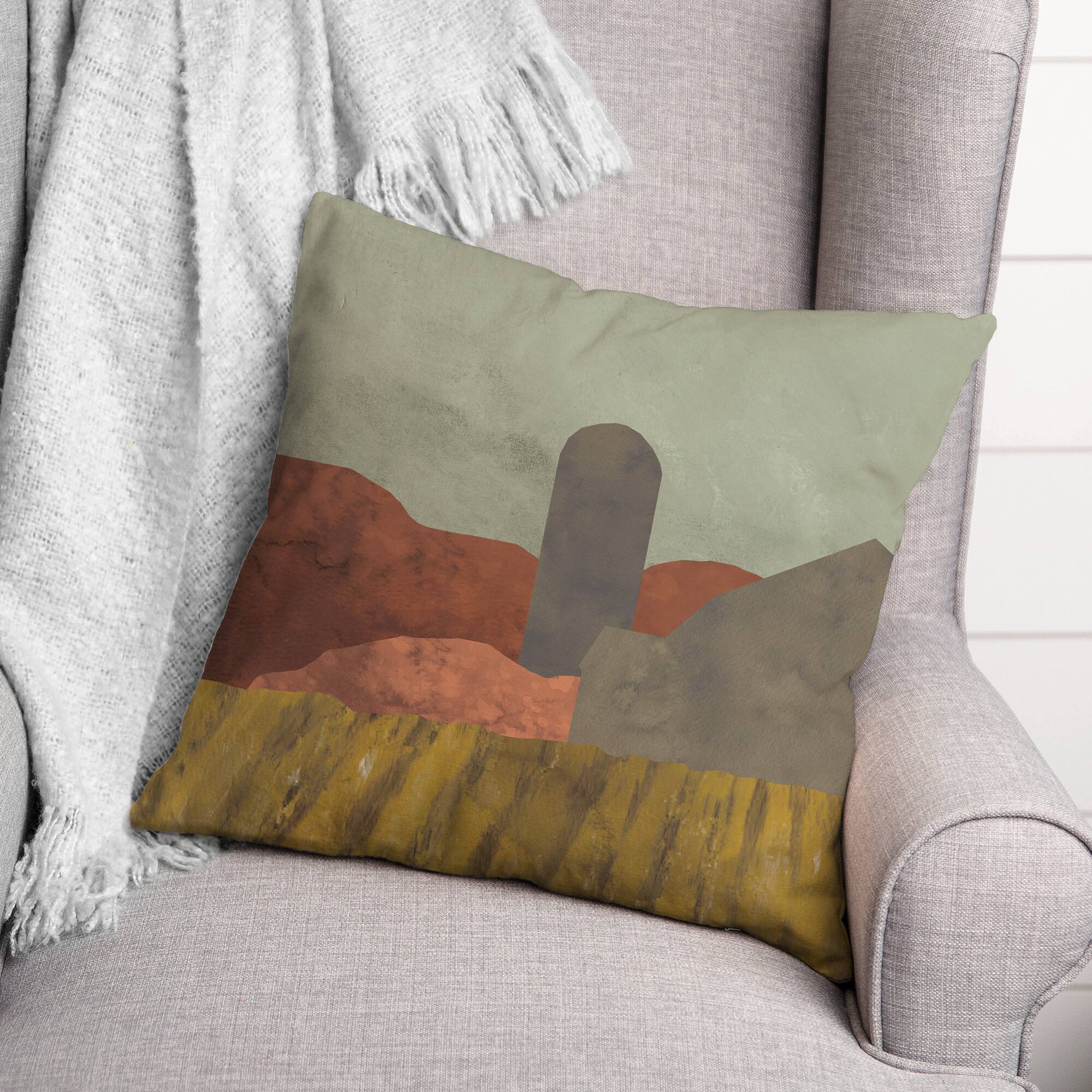 Boho Farmhouse Landscape 18&#x22; x 18&#x22; Throw Pillow