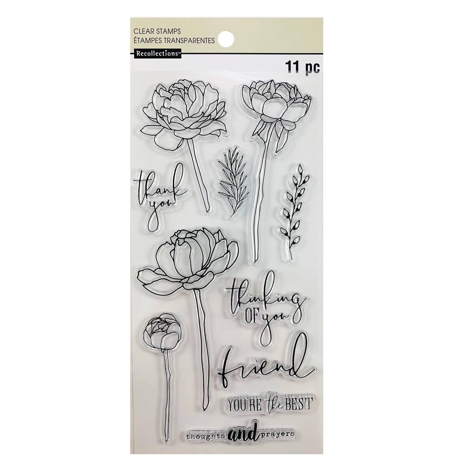6 Pack: Peony Sentiment Clear Stamp Set by Recollections&#x2122;
