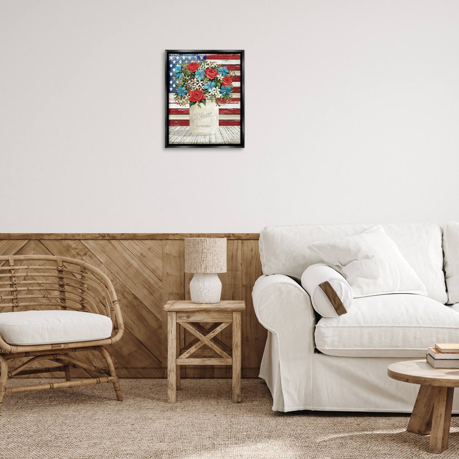 Stupell Industries Americana Flag Festive Bouquet Floater Framed Art