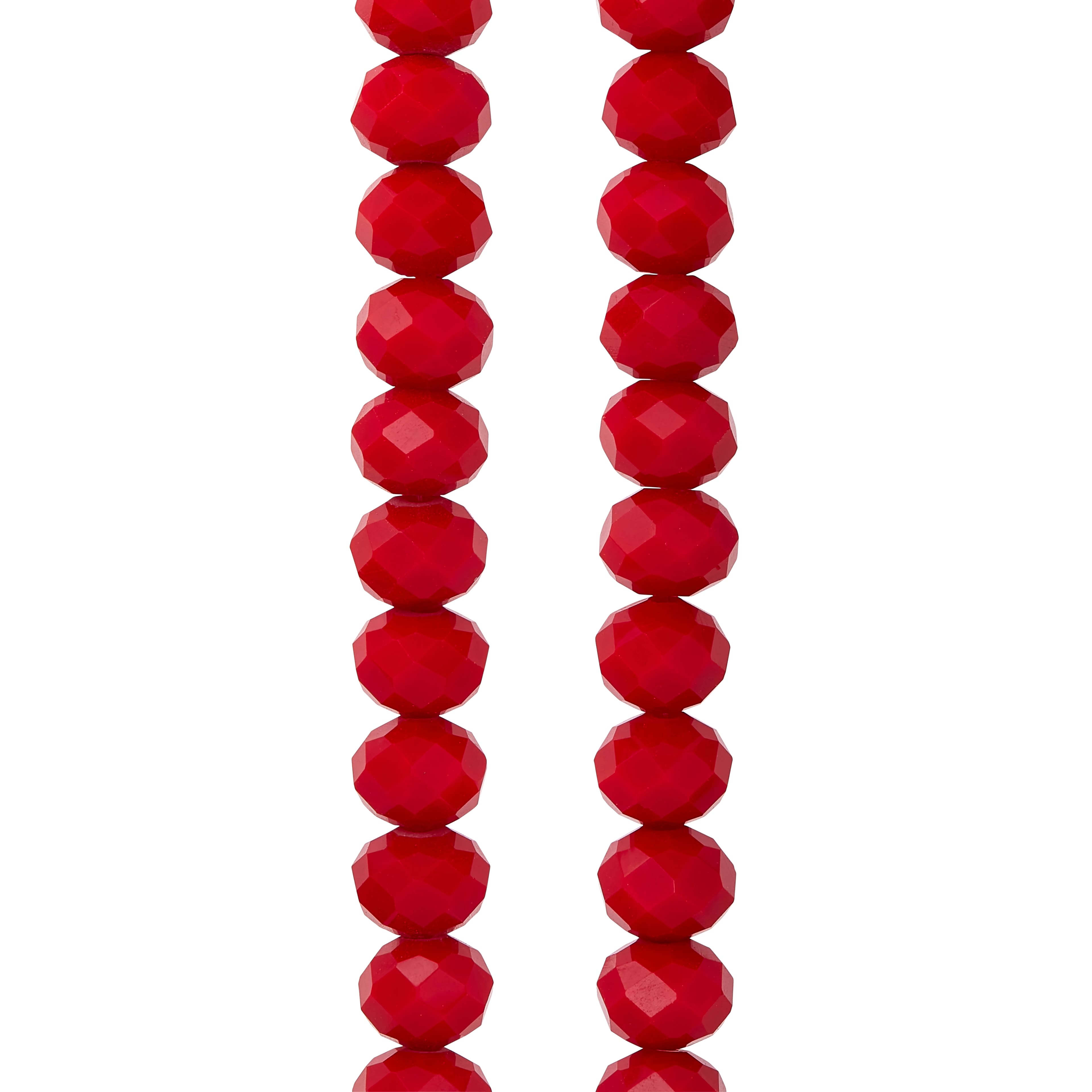 Bead Gallery 8mm Red Faceted Glass Rondelle Beads - each