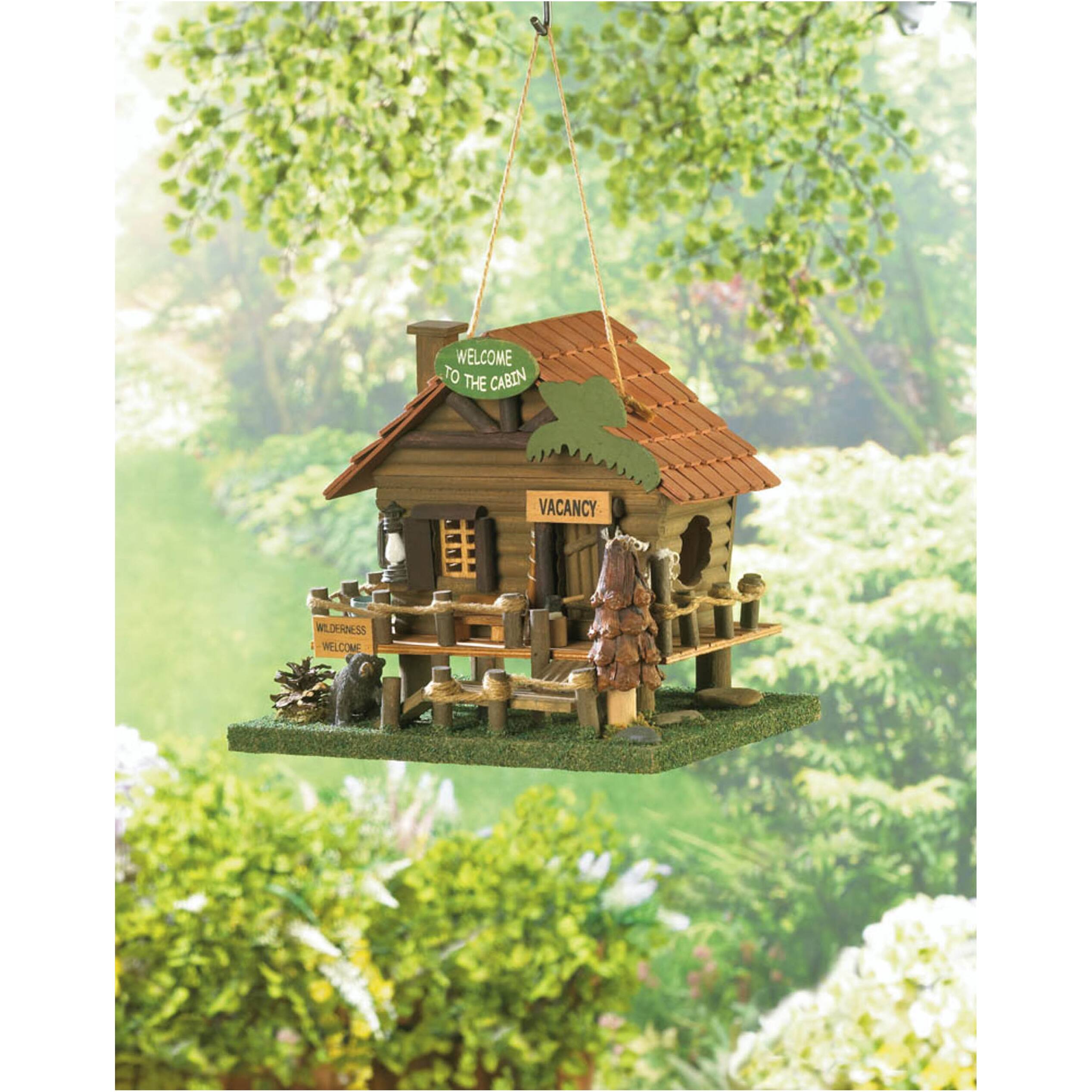 10.25" Rustic Woodland Cabin Birdhouse