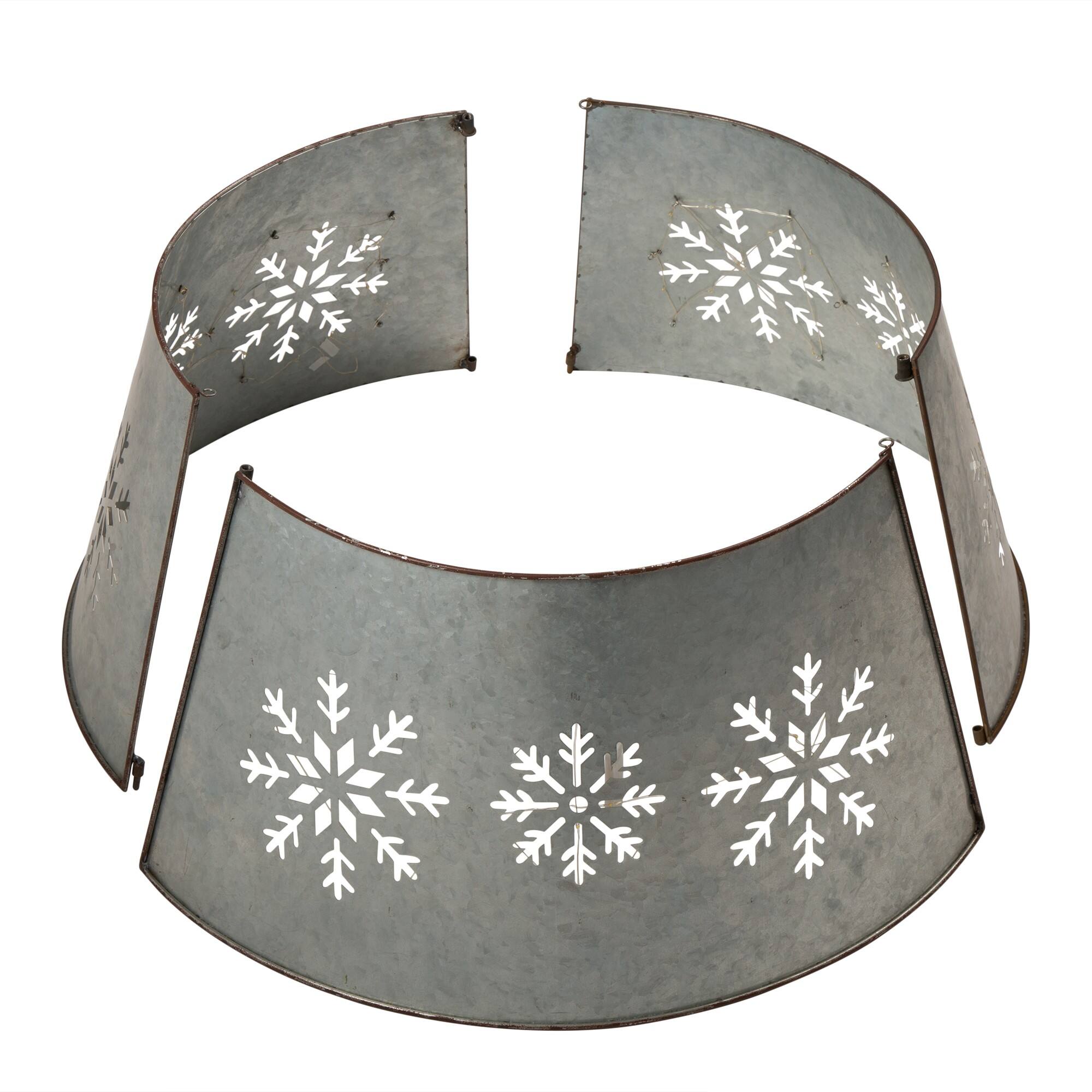 Glitzhome® 26 Snowflake Diecut Metal Tree Collar With Light String