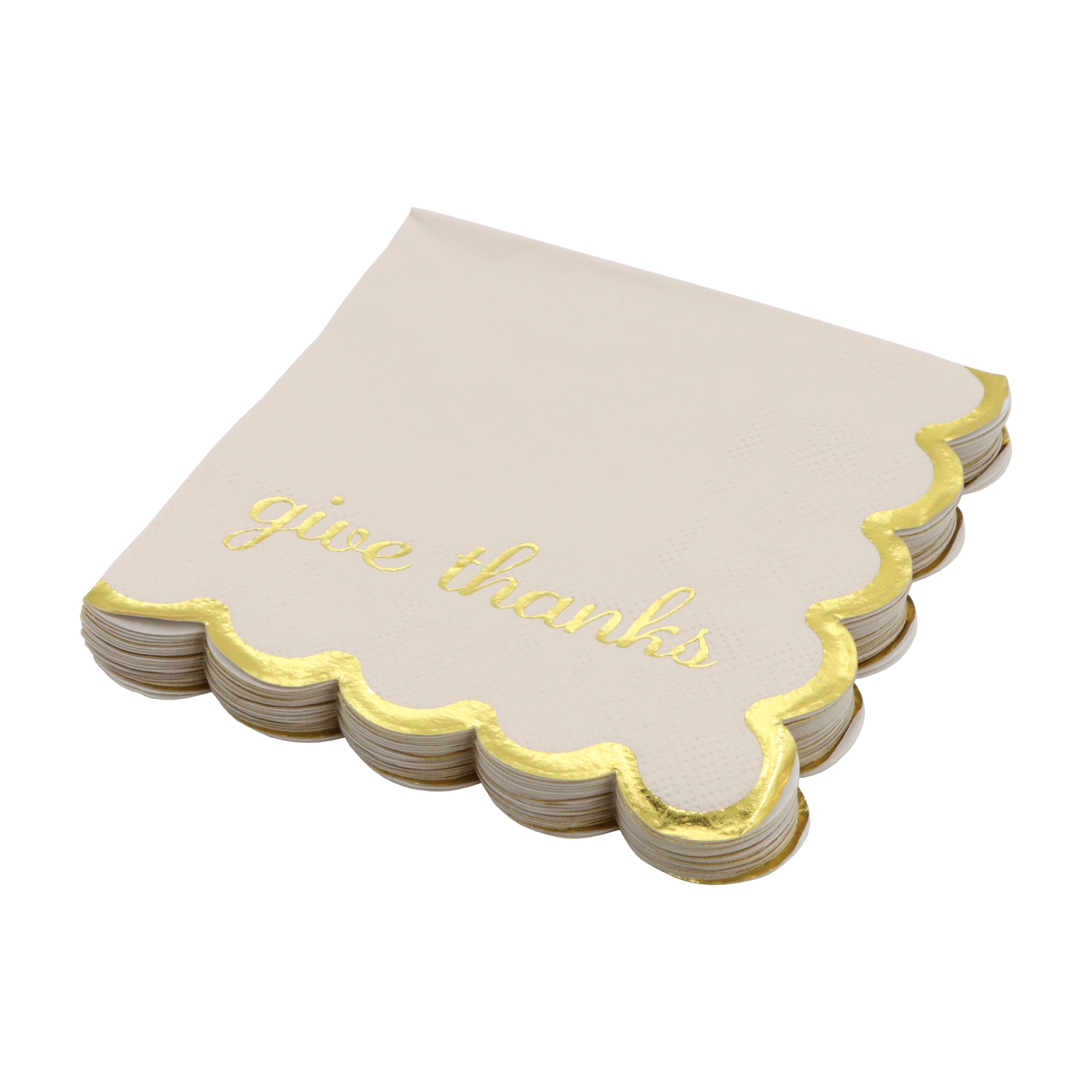 Gold Give Thanks Beverage Napkins, 20ct. by Celebrate It&#x2122;