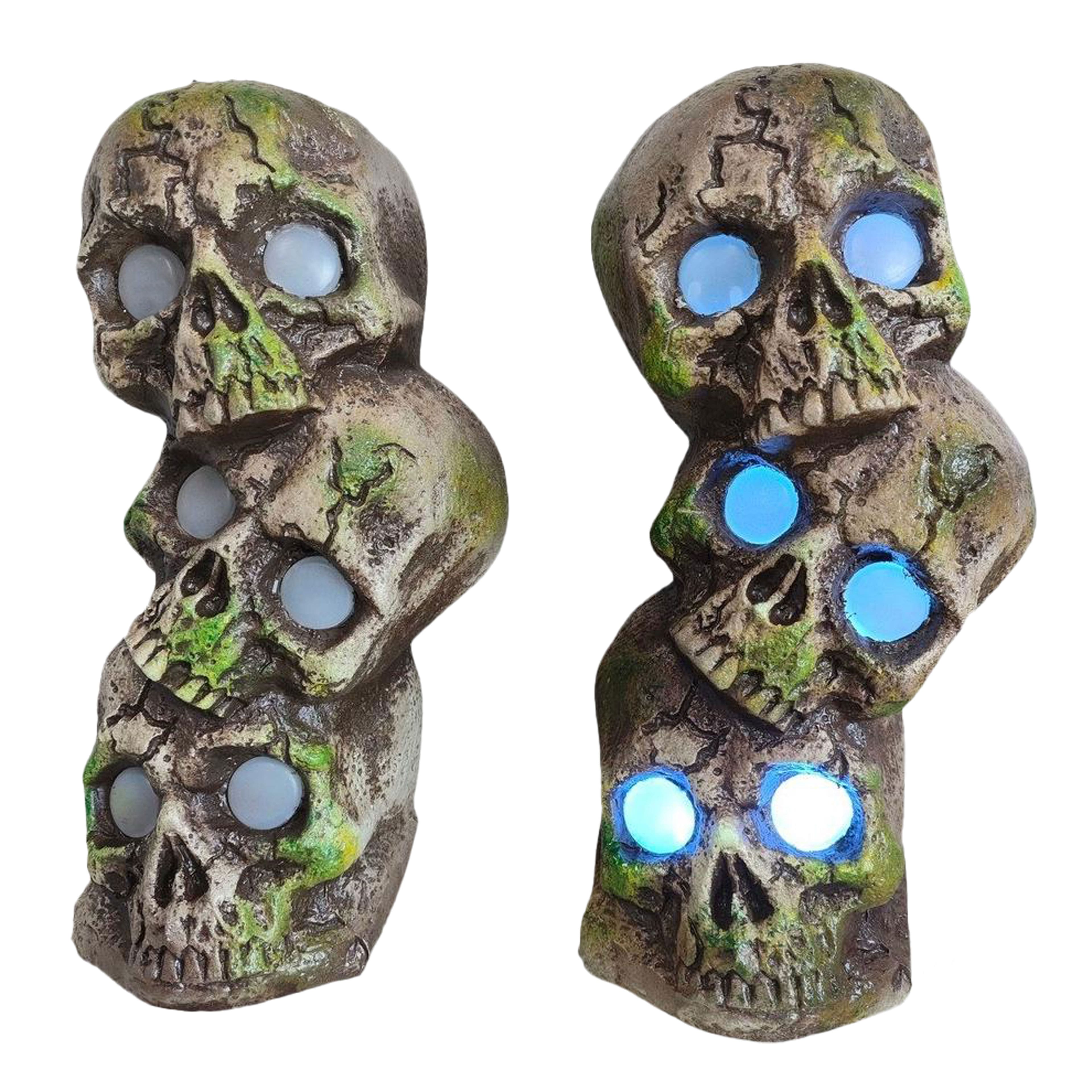 13.5&#x22; Gray LED Stacked Skulls D&#xE9;cor by Ashland&#xAE;