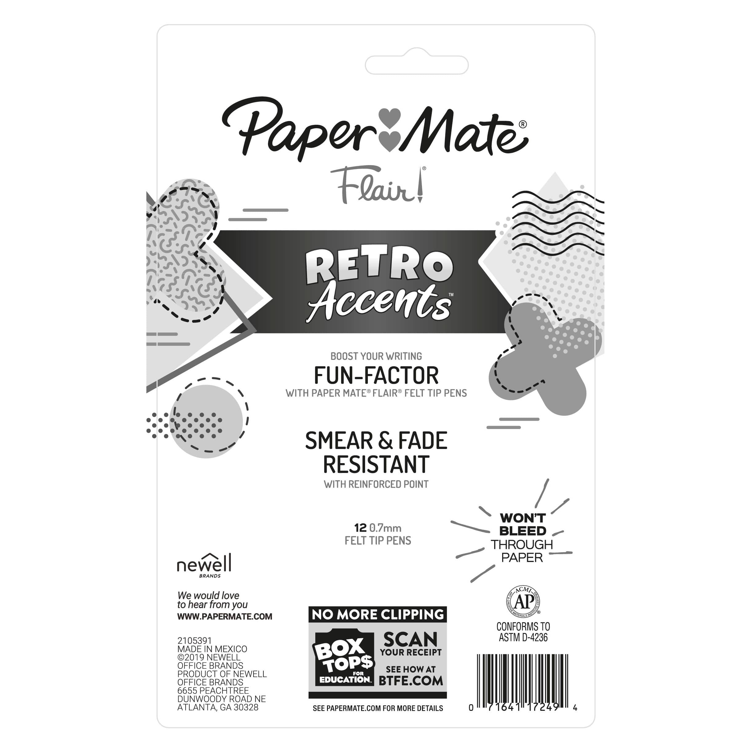 Medium Point Special Edition Retro Accents 12 Sets Assorted Flair Felt Tip Pens 